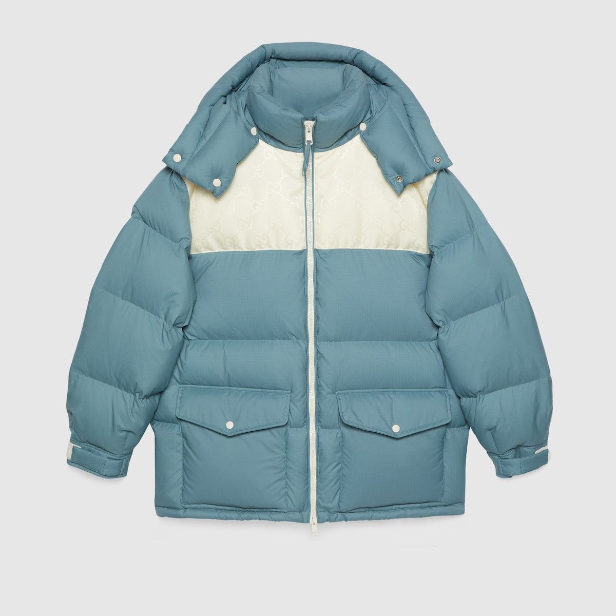 Gucci 50 L Gucci Nylon Down Jacket GG Inserts Blue White Puffer Size US L / EU 52-54 / 3 - 1 Thumbnail
