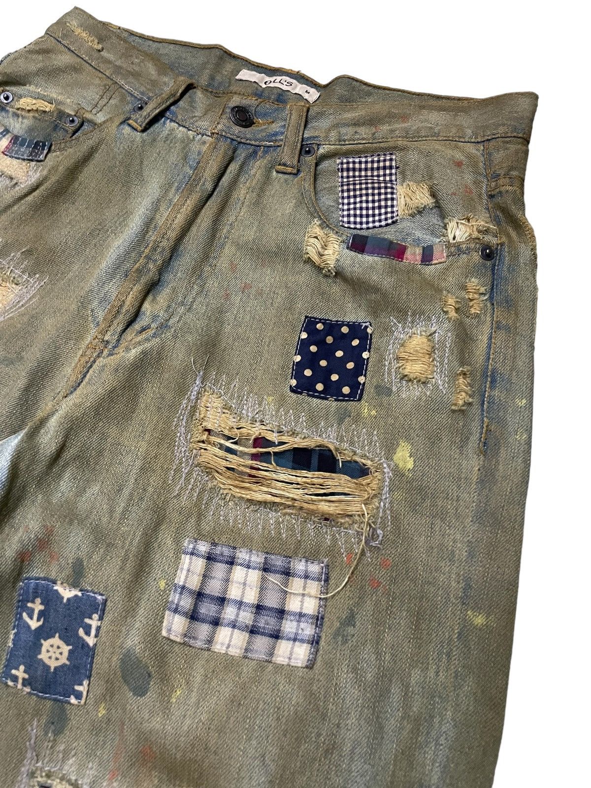 Japanese Brand × Junya Watanabe Junya Watanabe Style Patch Work Mud Wash Trompel’oiel Jeans Size US 30 / EU 46 - 14 Thumbnail