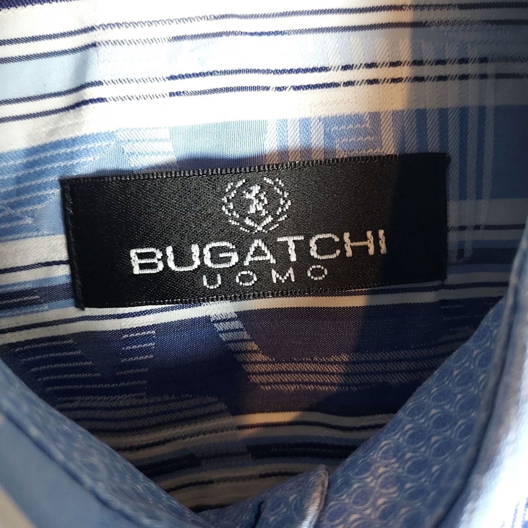BUGATCHI Bugatchi Striped Dress Shirt Mens Small Blue White Button-Down Long Sleeve Size 36R - 4 Thumbnail