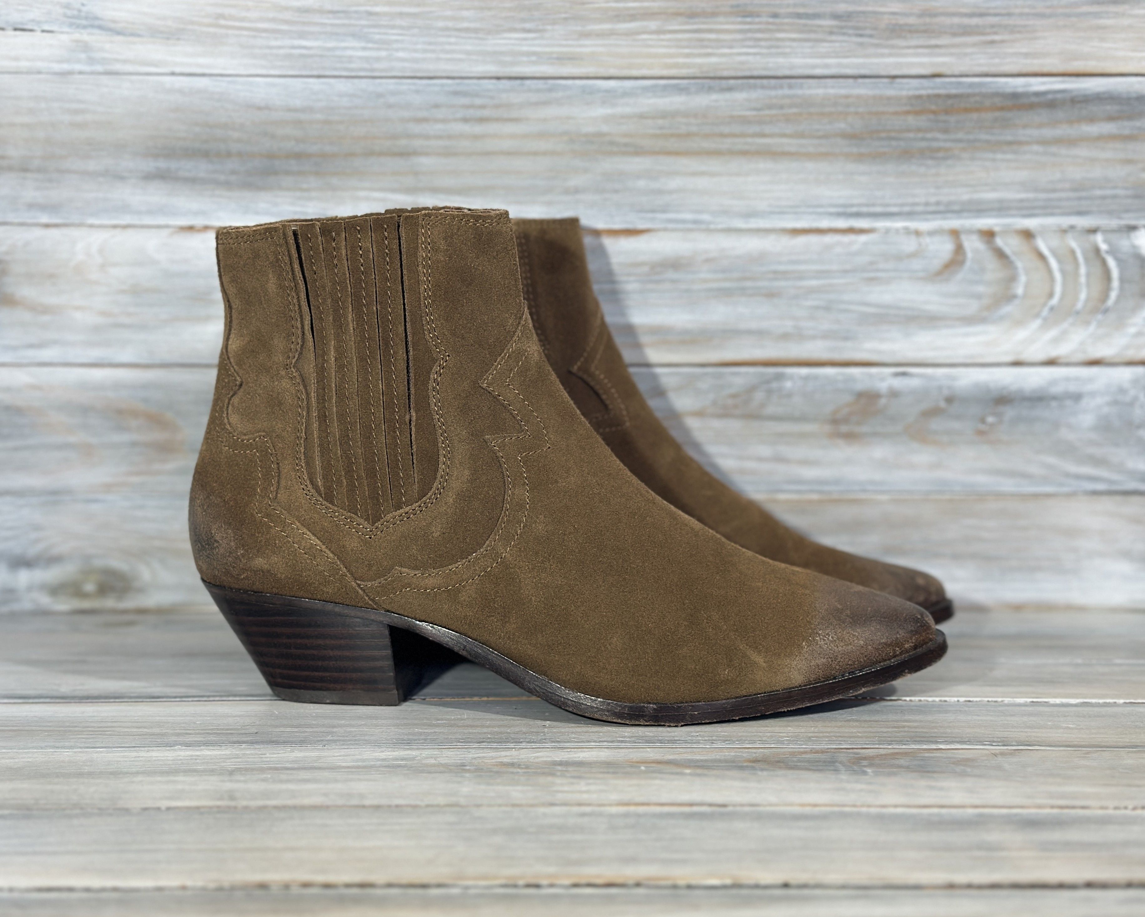 ASH ASH Harper Heels Boots Sugar Suede Ankle Luxury Brand Size US 10 / IT 40 - 1 Thumbnail