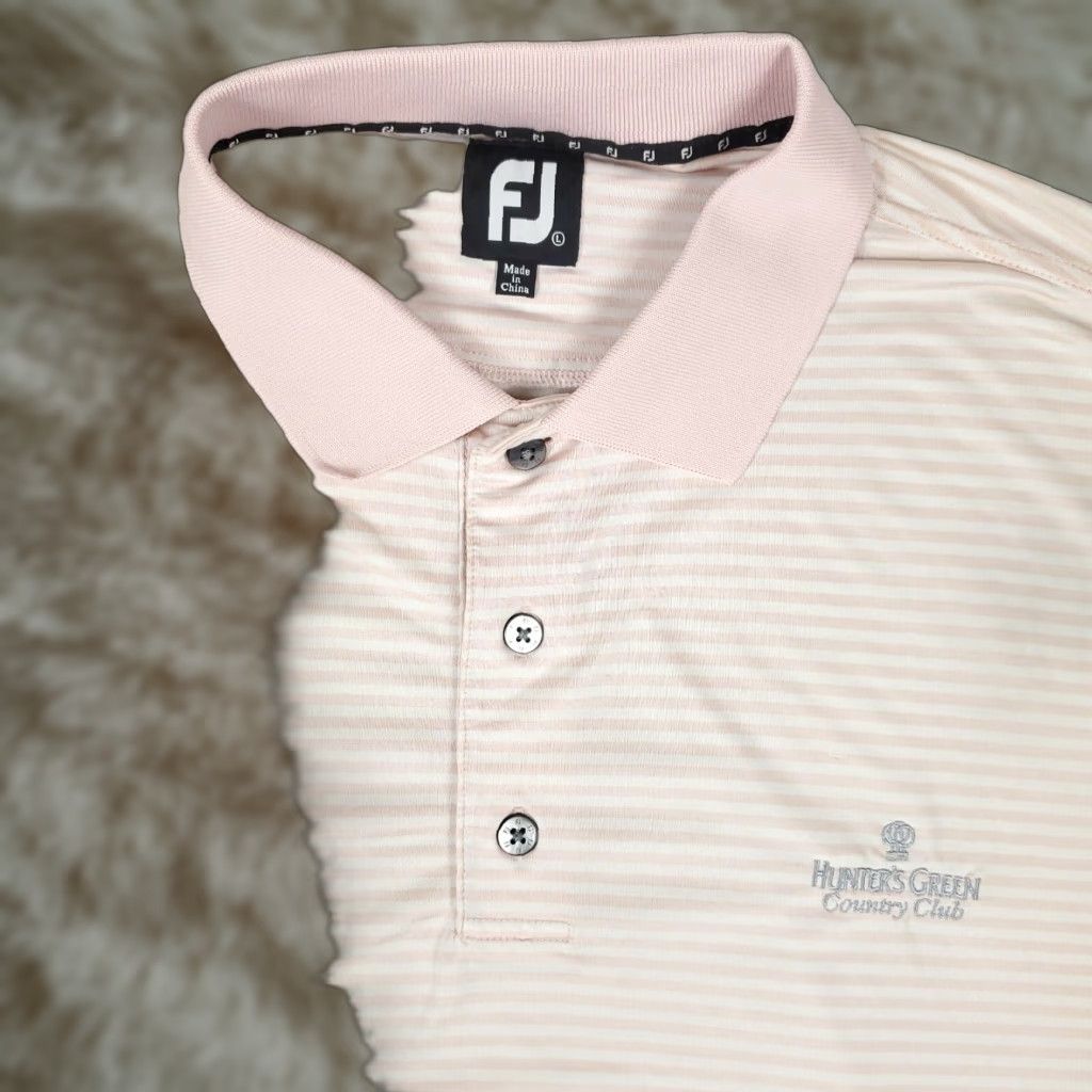 Footjoy VINTAGE FJ FootJoy Hunters Polo Shirt Striped Pink Large Mens Polo Shirt, Short Sleeve, All Seasons, Regular Fit, Collared, Button, Logo Size US L / EU 52-54 / 3 - 1 Thumbnail