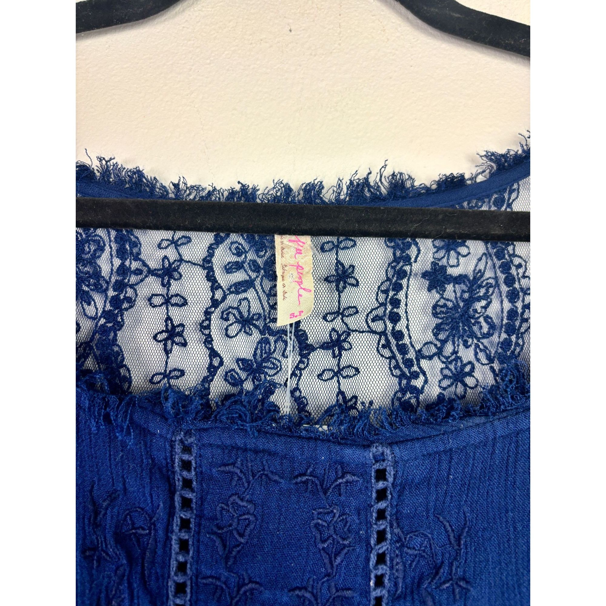 Other Free People Navy Ruffle Dress Size S / US 4 / IT 40 - 2 Thumbnail