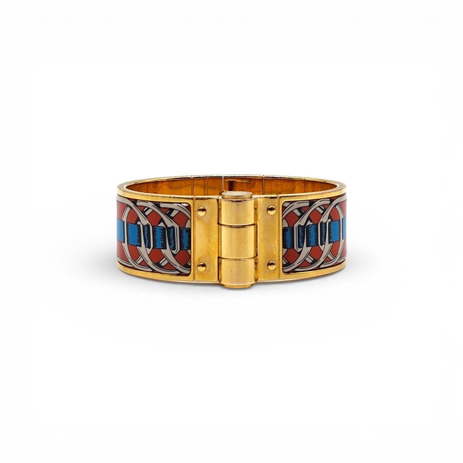 Hermes Charnière Uni Bracelet Gold-Tone Enamel Made in France Size ONE SIZE - 1 Thumbnail