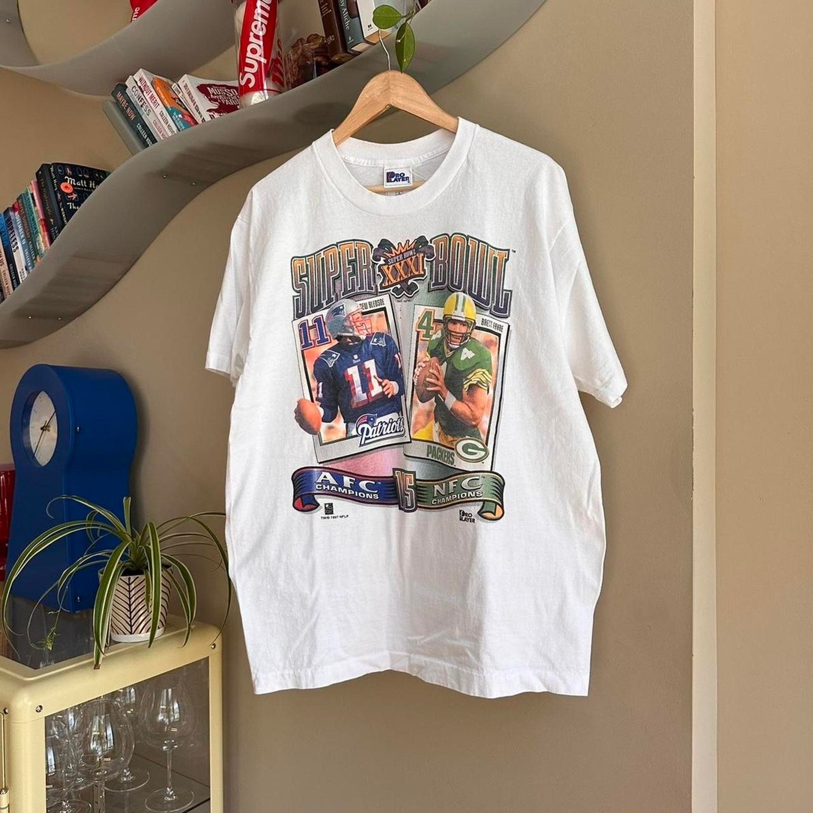 Pro Player × Vintage Vintage 1997 Bledsoe Vs Favre Super Bowl Shirt Size US L / EU 52-54 / 3 - 1 Thumbnail