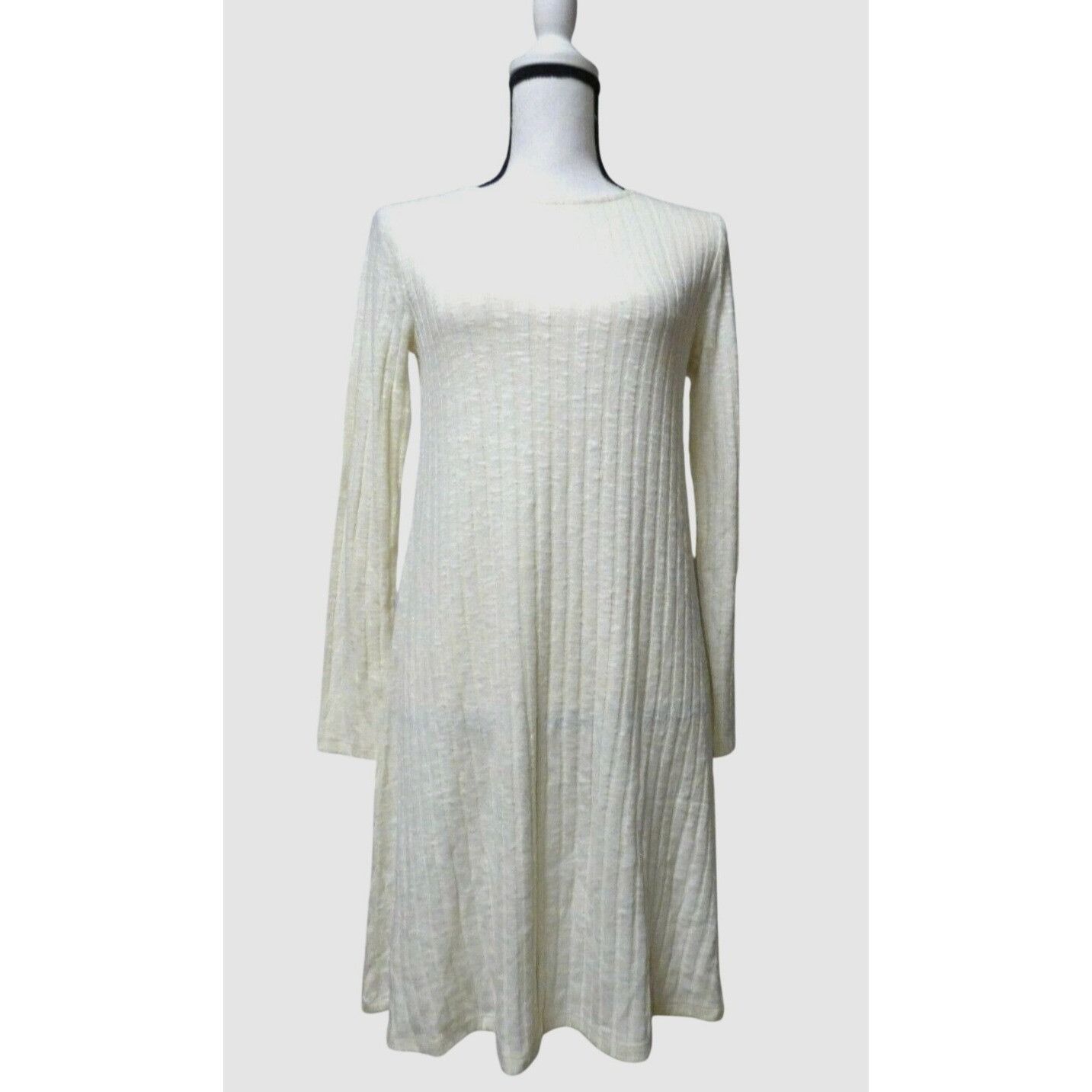 Style & Co Style & Co Hacci Ribbed Brushed Swing Dress, Vanilla Bean, S Size S / US 4 / IT 40 - 2 Thumbnail