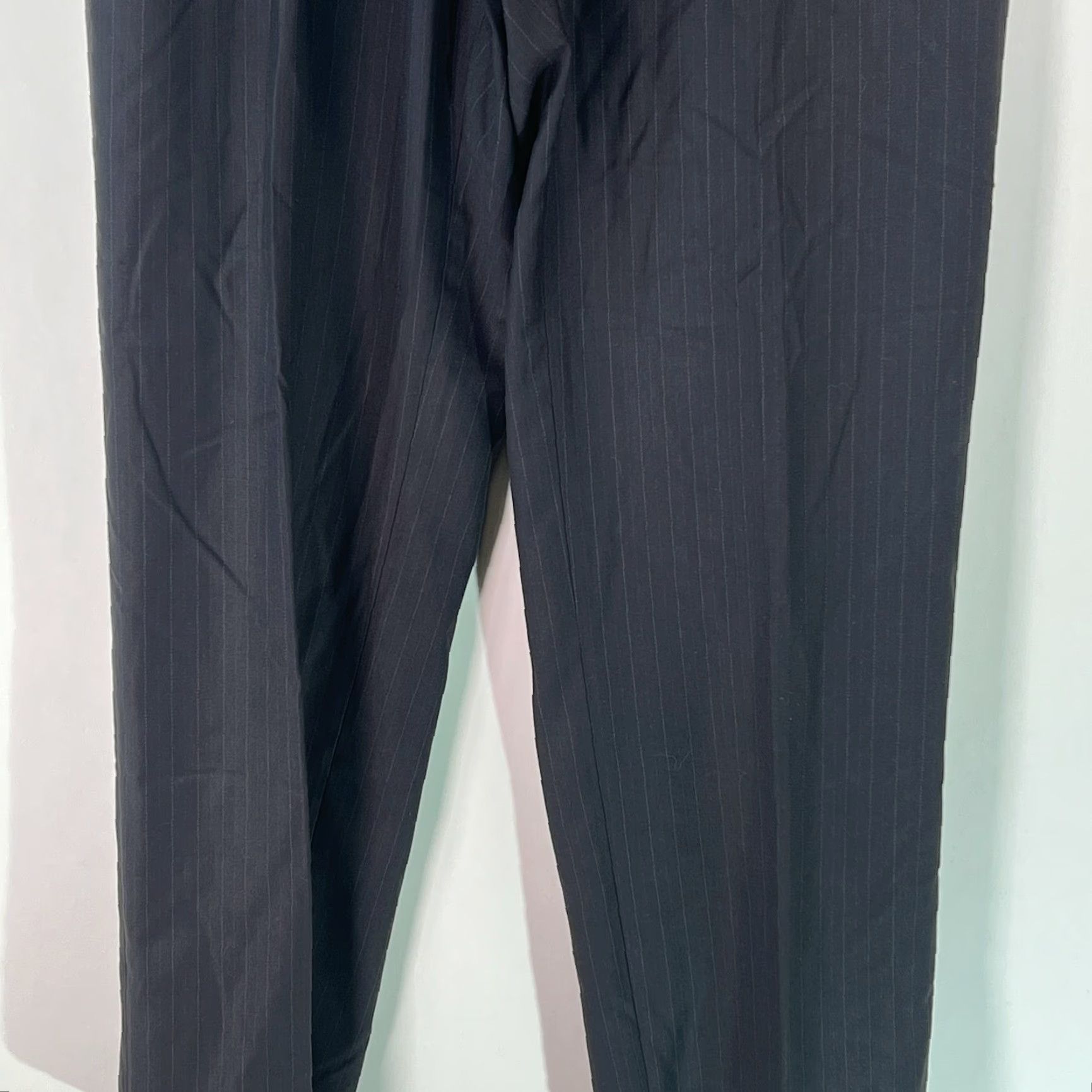 Vintage Louis Raphael Mens Flat Front Striped Black Dress Pants 34X32 Size US 34 / EU 50 - 6 Thumbnail