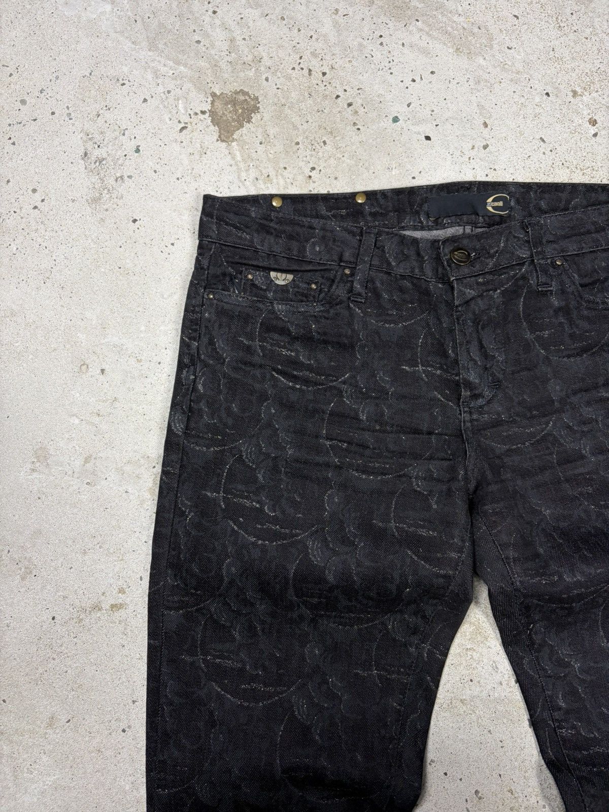 Just Cavalli 2000s Just Roberto Cavalli Abstract Floral Print Black Jeans Size 30" / US 8 / IT 44 - 7 Thumbnail