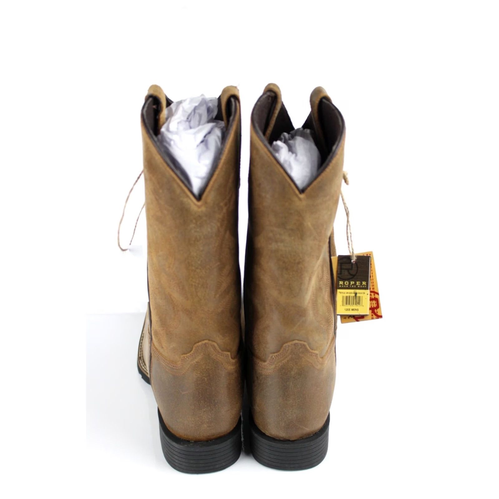 Roper Roper Men's Monterey Crazy Horse Leather Boots Square Toe 12 EE Tan Size US 12 / EU 45 - 4 Thumbnail