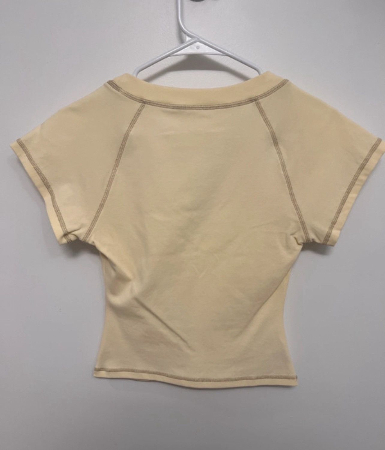 Other Cream yellow V-neck Ruched Cap Sleeve Tee Size L / US 10 / IT 46 - 5 Thumbnail