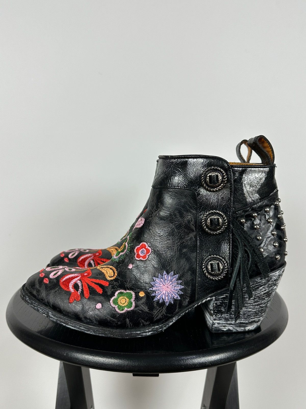 Old Gringo Mexicana Old Gringo Leather Cowboy Floral Ankle Boots Size US 9.5 / IT 39.5 - 4 Thumbnail