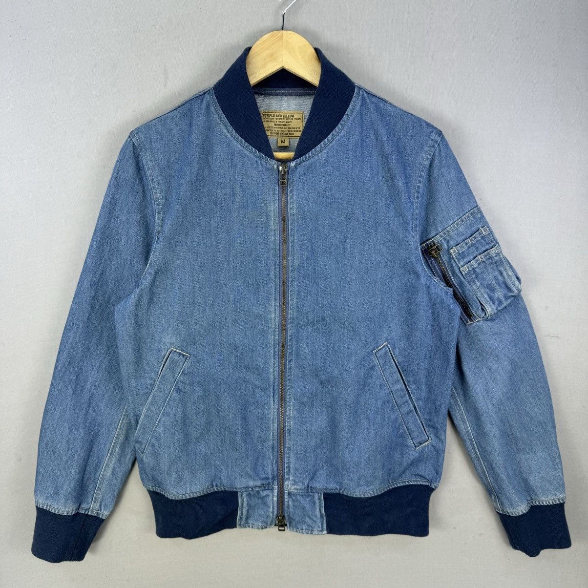 Japanese Brand Purple And Yellow Denim MA-1 Bomber Jacket Size US M / EU 48-50 / 2 - 1 Thumbnail