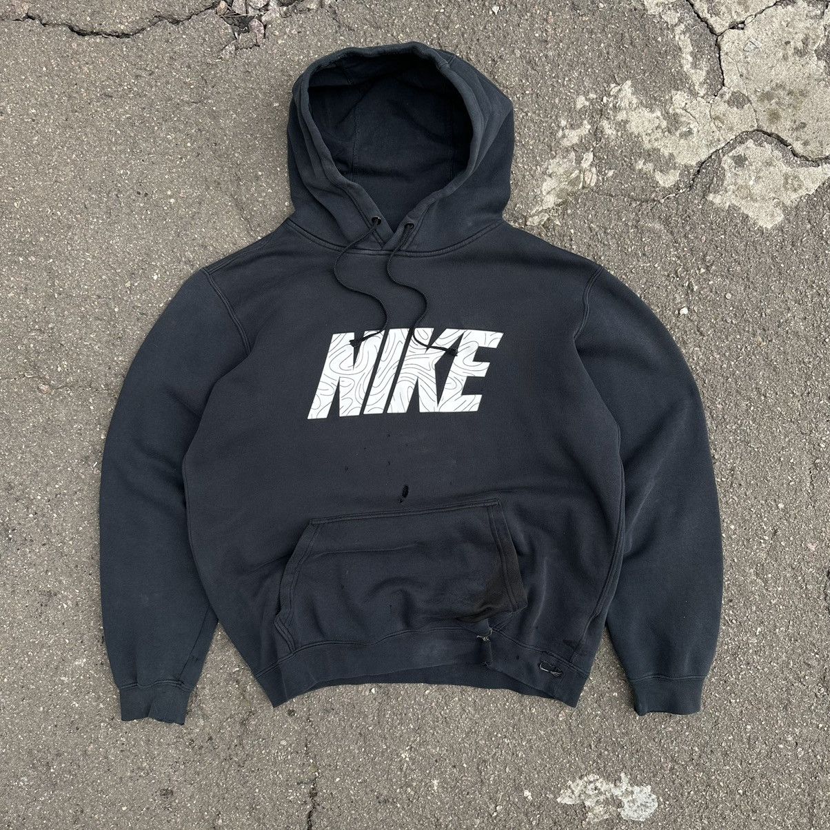 Nike × Vintage Vintage Nike Hoodie Big Logo 90s Trashed Y2K Style USA Size US M / EU 48-50 / 2 - 1 Thumbnail