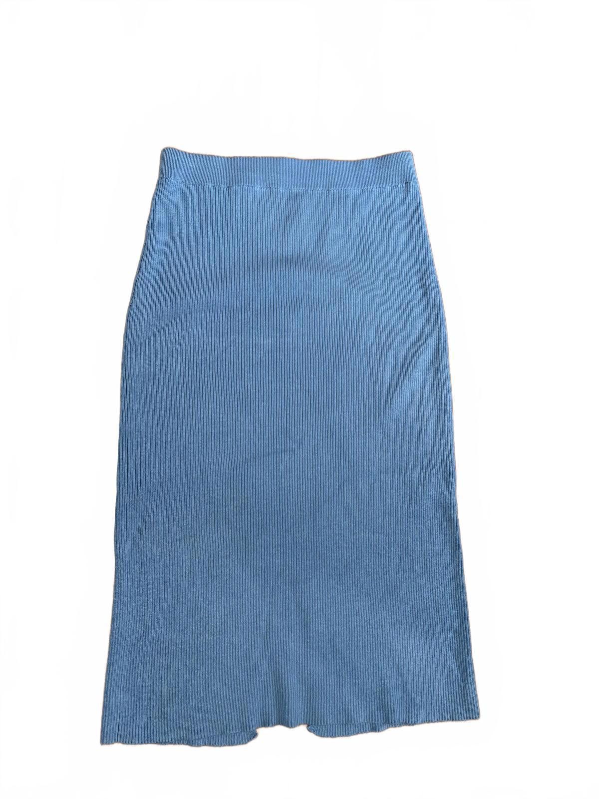 Other High waisted Whimsy Boho Fairy Blue Ribbed Knit Midi Skirt. Size 36" / US 14 / IT 50 - 1 Thumbnail