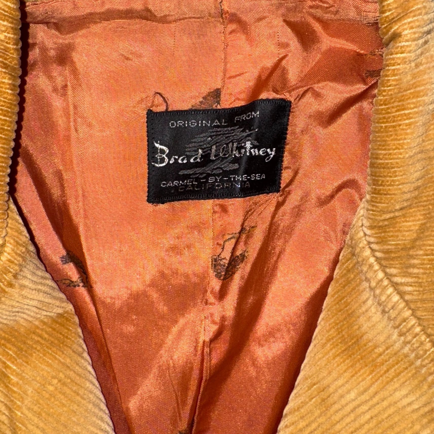 Vintage VINTAGE Brad Whitney Carmel by the Sea Brown Corduroy Blazer Jacket Medium Jacket Mens Brown 1970s Tailored Size 40R - 5 Thumbnail