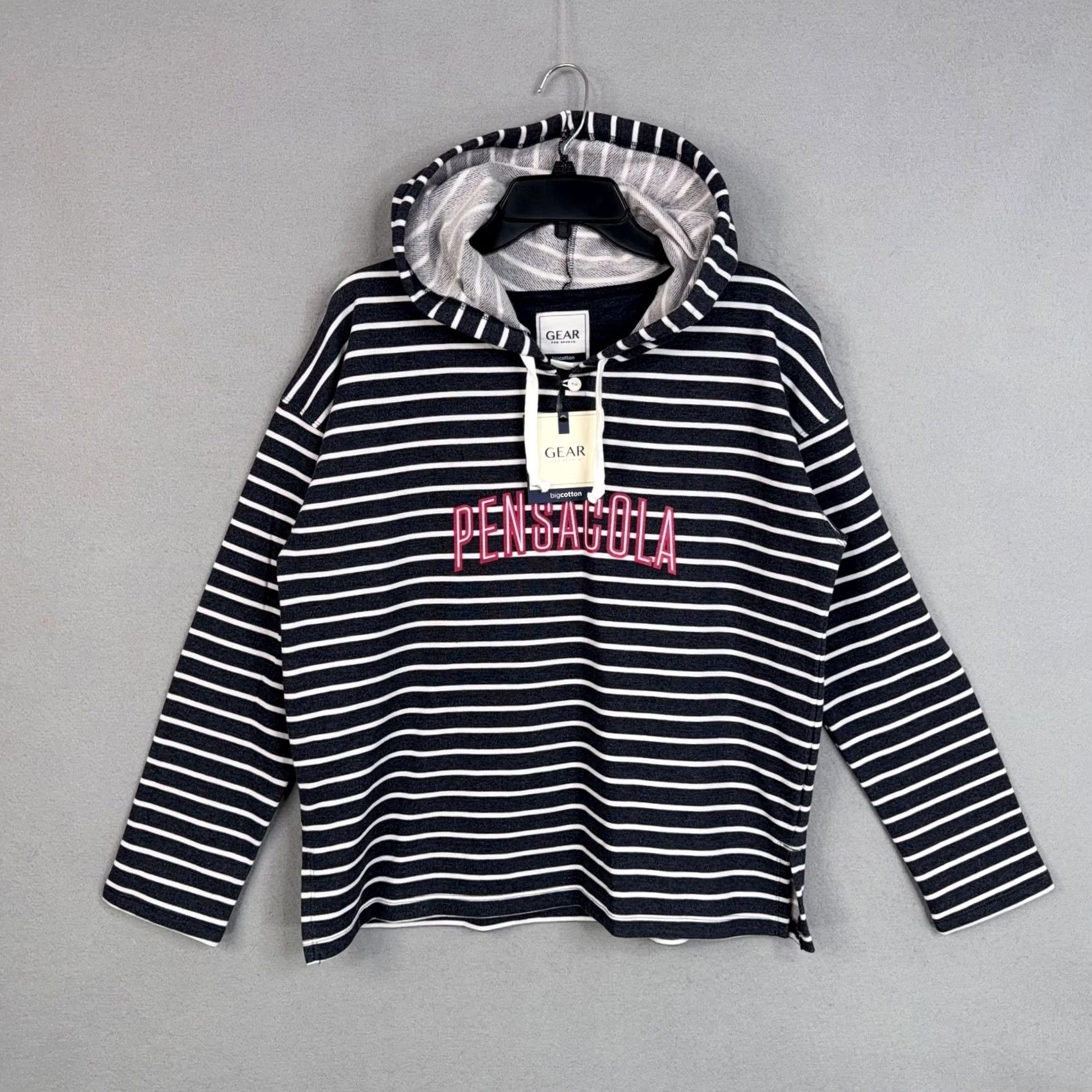 Vintage GEAR FOR SPORTS Pensacola Hoodie Womens Medium Navy White Striped Pullover Crew Neck NWT Size M / US 6-8 / IT 42-44 - 2 Thumbnail