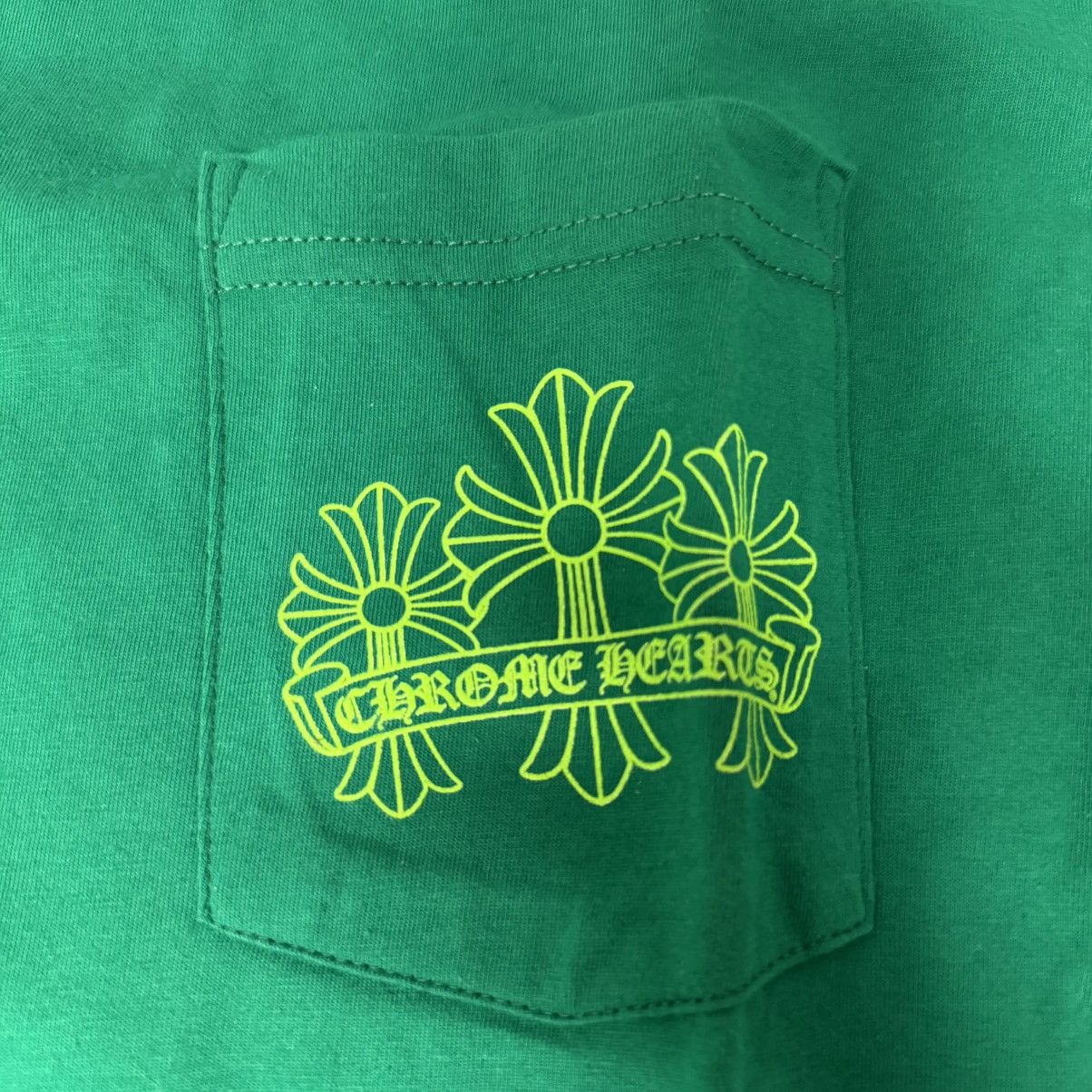 CHROME HEARTS CEMETERY CROSS LONG SLEEVE TEE GREEN CHROME HEARTS CEMETERY CROSS LONG SLEEVE TEE GREEN