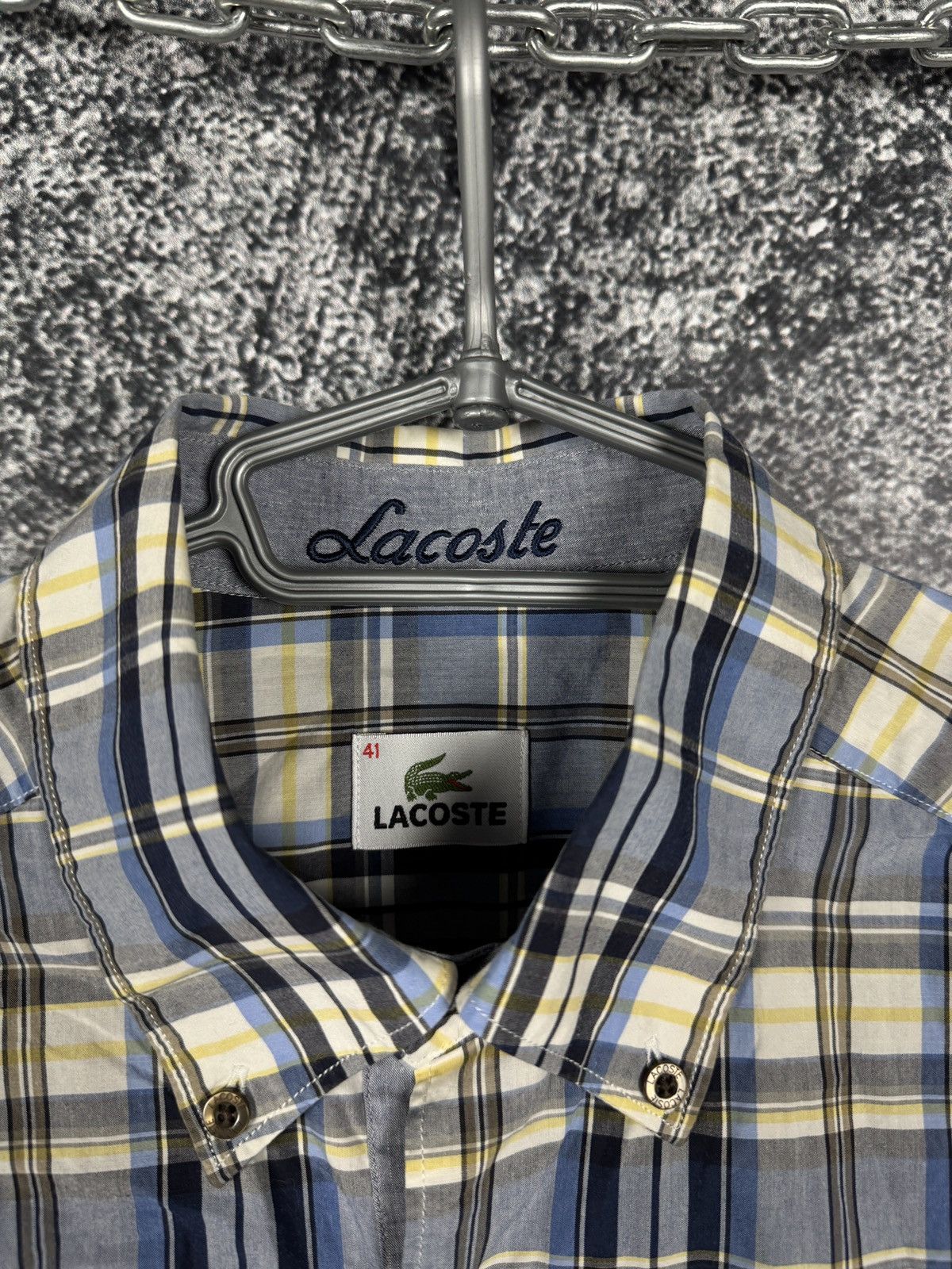 Lacoste Men’s Lacoste Long Sleeve Plaid Shirt Button Up Size 41 Size US M / EU 48-50 / 2 - 7 Thumbnail