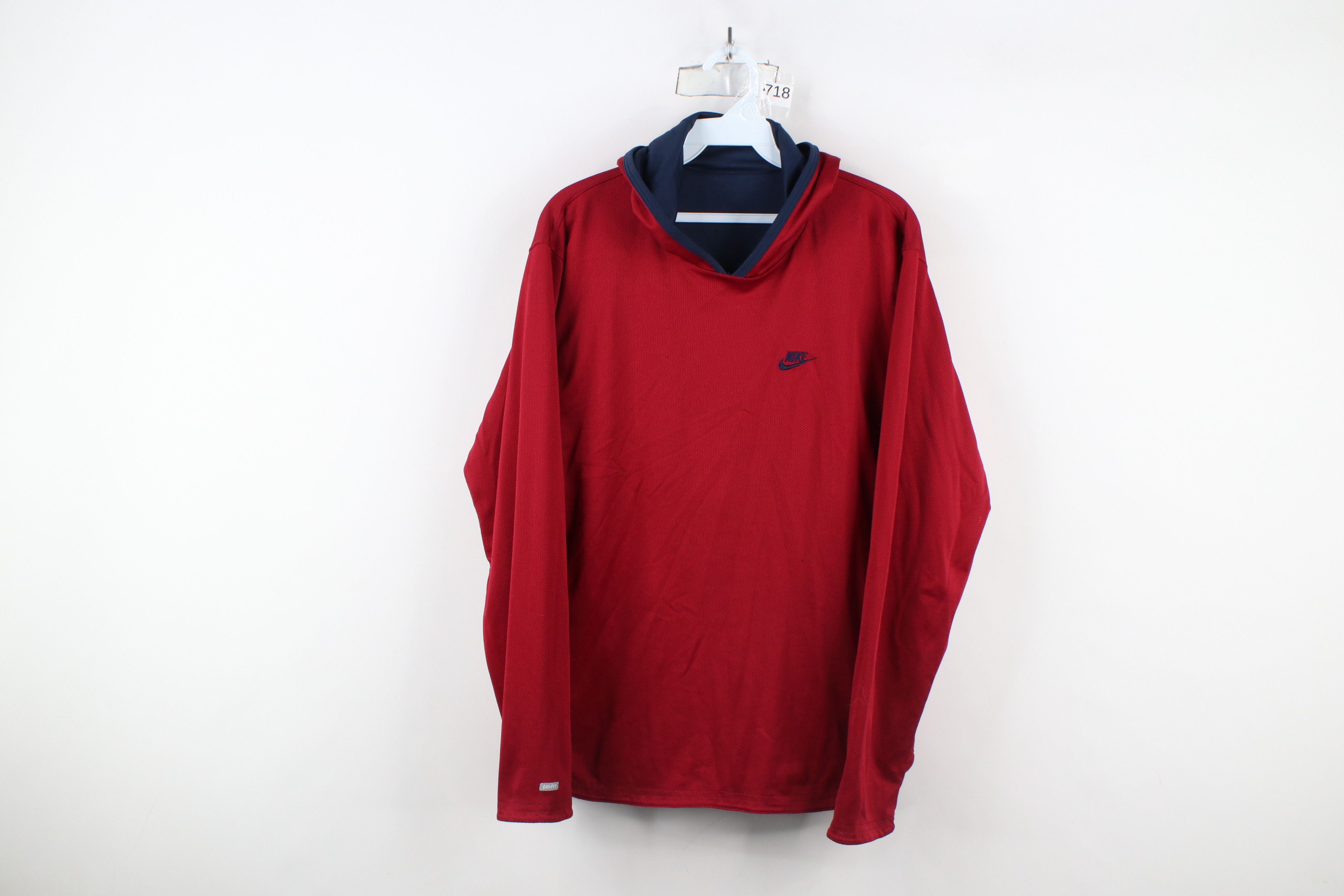 Nike × Vintage Vintage Nike Mini Swoosh Reversible Knit Hoodie Red Blue Size US S / EU 44-46 / 1 - 1 Thumbnail