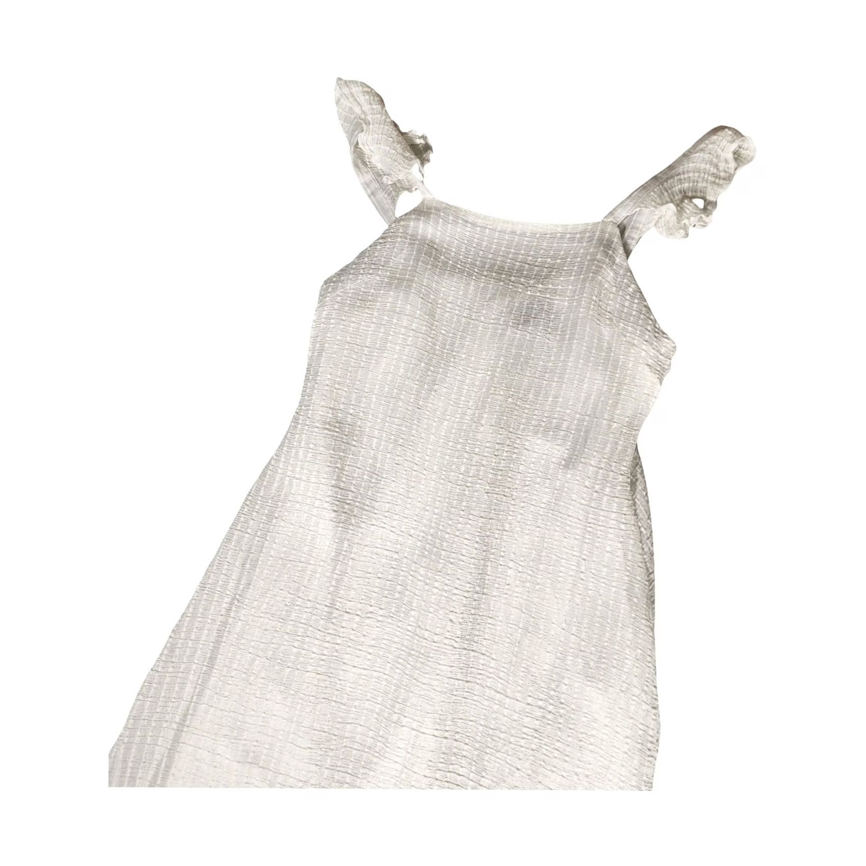 Vintage Versona White Textured Ruffle Strap Midi Dress Womens Size Medium Square Neck Dress A-Line Sundress Sleeveless Summer Casual Travel Women M White Size M / US 6-8 / IT 42-44 - 3 Thumbnail