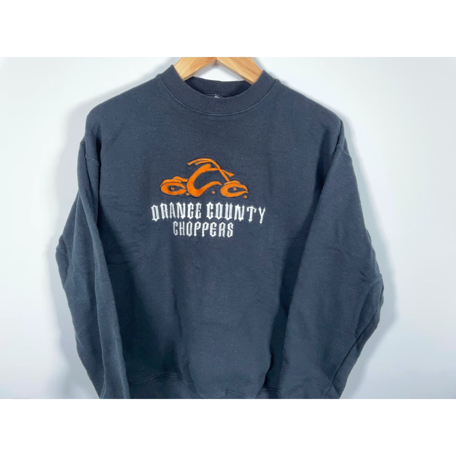 Fruit Of The Loom VINTAGE Fruit of the Loom Sweatshirt Mens Large Black Embroidered Orange County Choppers Biker Motorcycle 90s Graphic Print Pullover Size US L / EU 52-54 / 3 - 4 Thumbnail