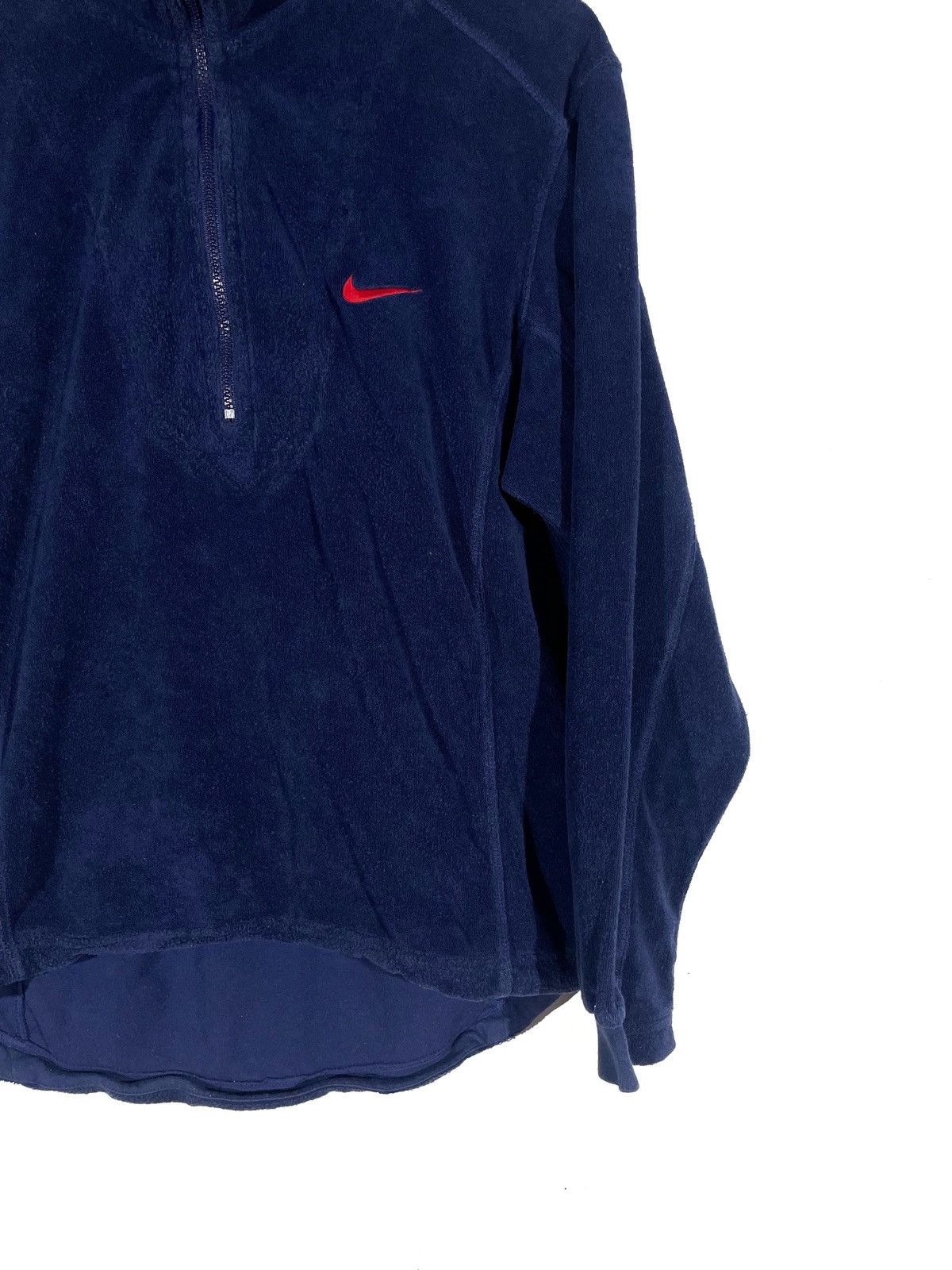 Nike × Vintage Nike Vintage Rare Women 1/2 Zip Velour Sweatshirt Size M Size M / US 6-8 / IT 42-44 - 3 Thumbnail