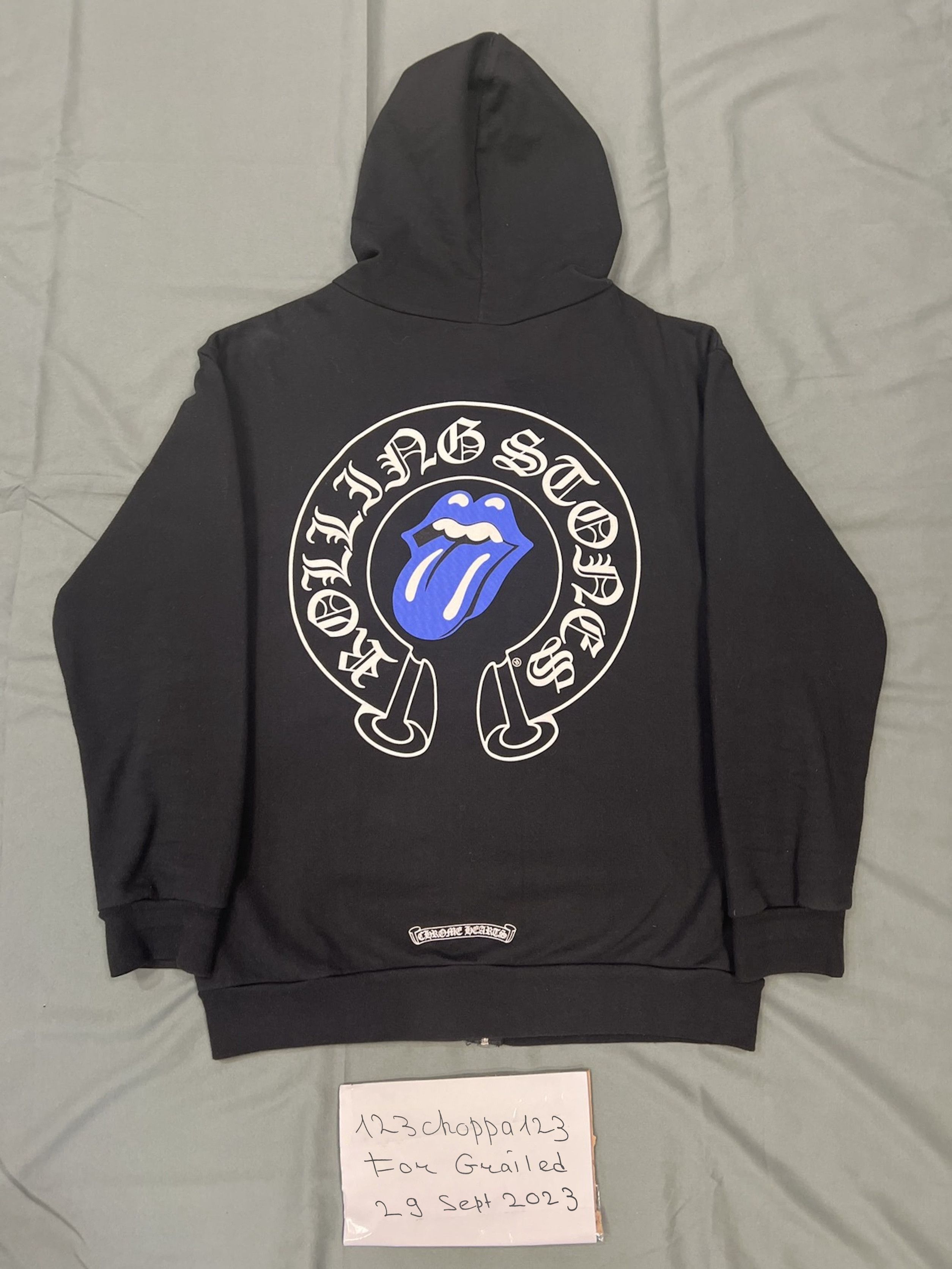 Chrome Hearts Chrome Hearts Roling Stones Blue Tongue Zip Up Hoodie ...