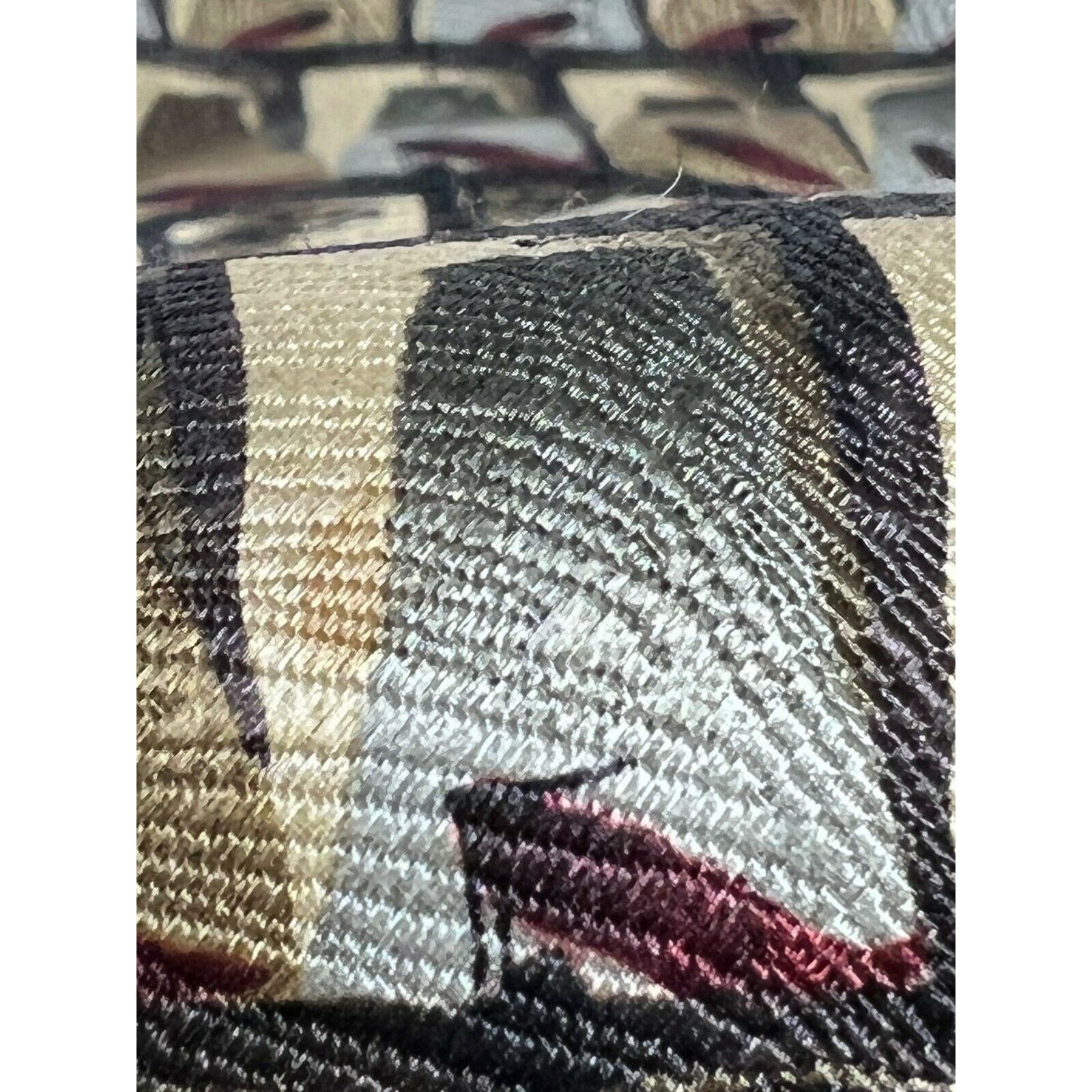 Other Jerry J Garcia Korea Brown Silver 100% Silk Necktie Neck Tie Size ONE SIZE - 5 Thumbnail