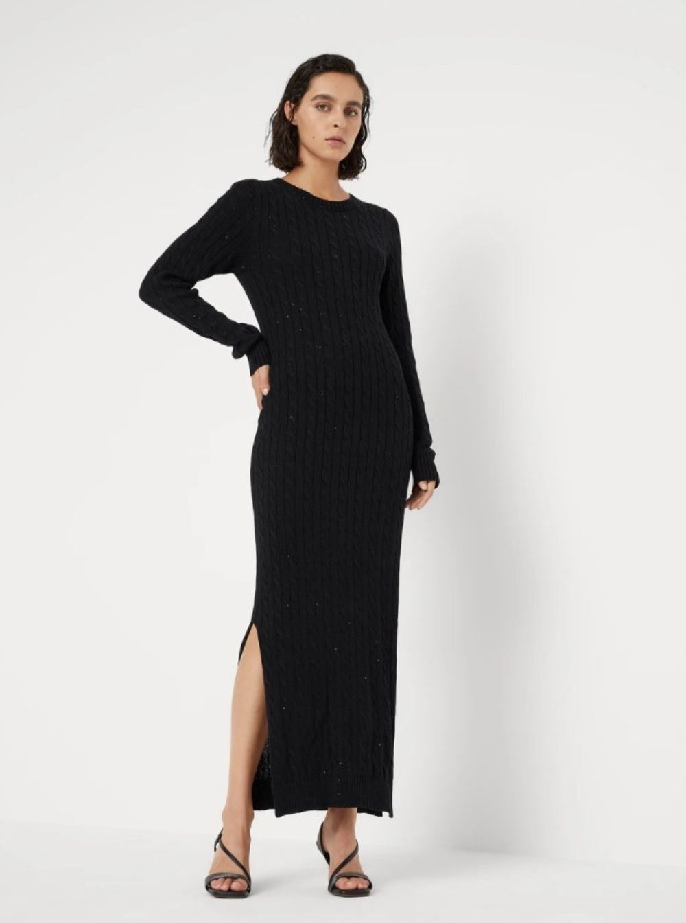 Brunello Cucinelli o1w1db10825 Dress in Black Size L / US 10 / IT 46 - 4 Thumbnail