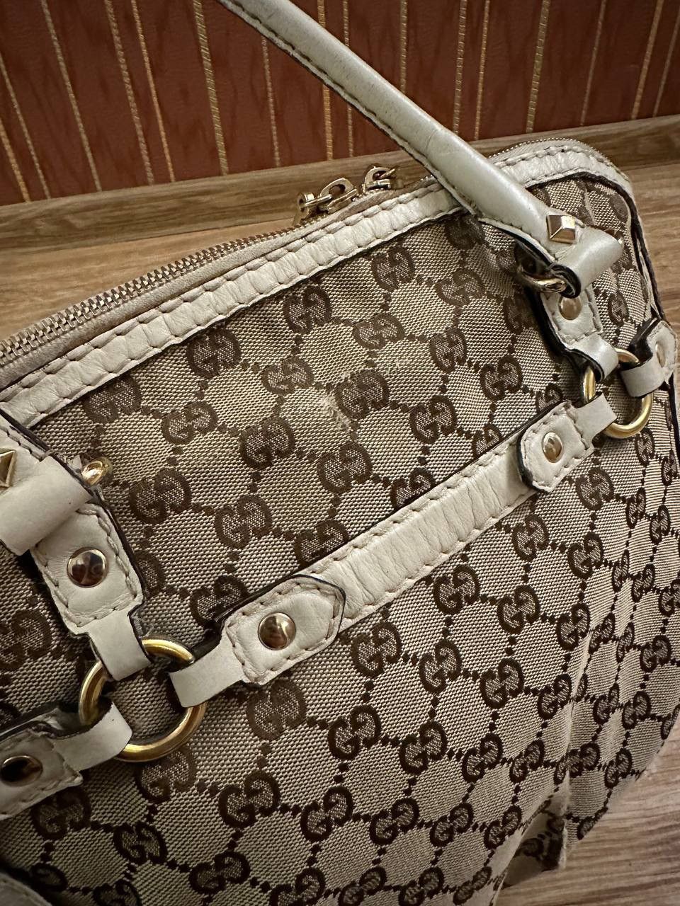 Gucci Gucci GG Canvas Horsebit Horse Nail Boston Bag Purse Vintage Size ONE SIZE - 12 Thumbnail