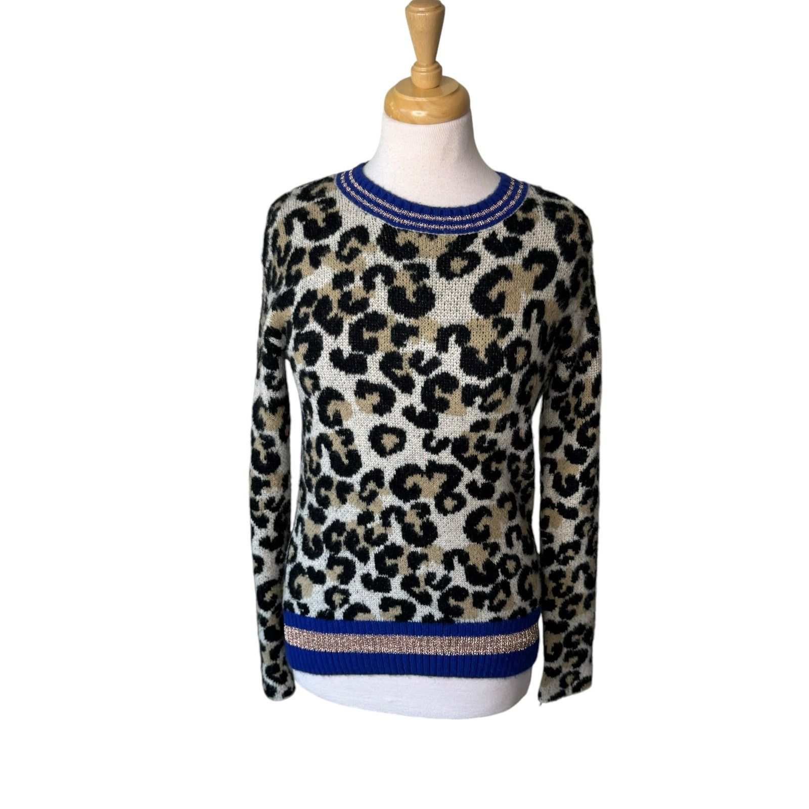 Central Park West CENTRAL PARK WEST Leopard Lurex Crew Wool Blend Metallic Size S / US 4 / IT 40 - 2 Thumbnail
