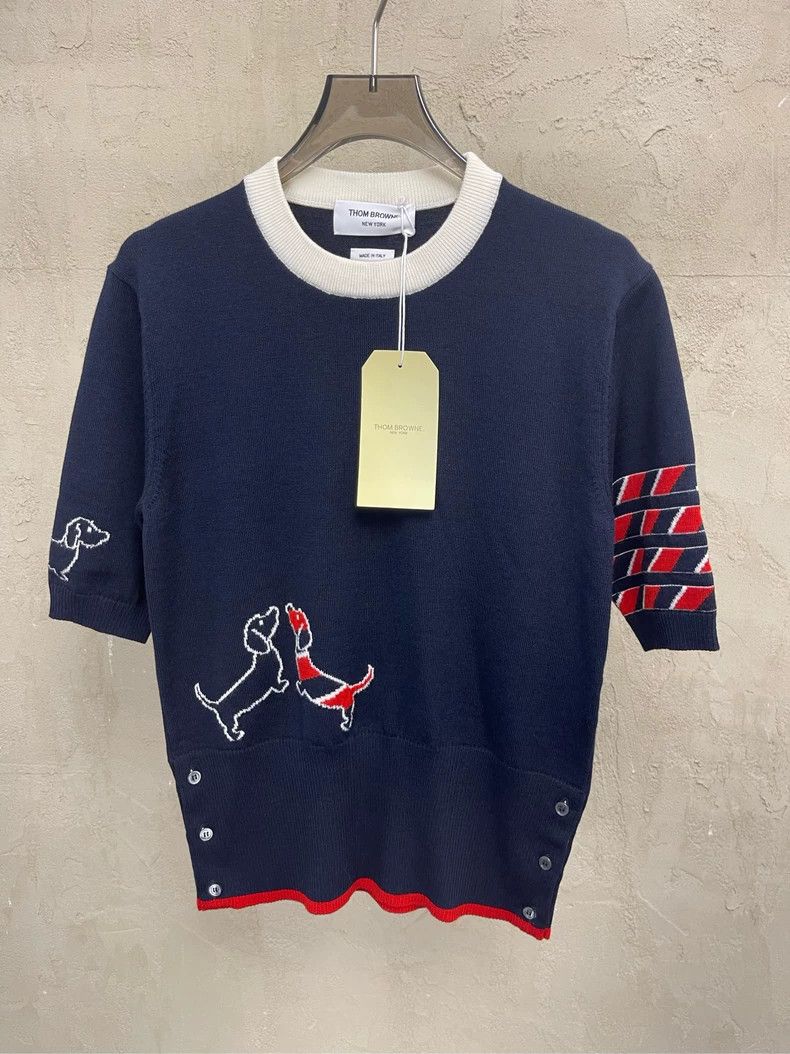 Thom Browne Thom browne Dark blue puppy patterned four-striped wool sho Size US M / EU 48-50 / 2 - 3 Thumbnail