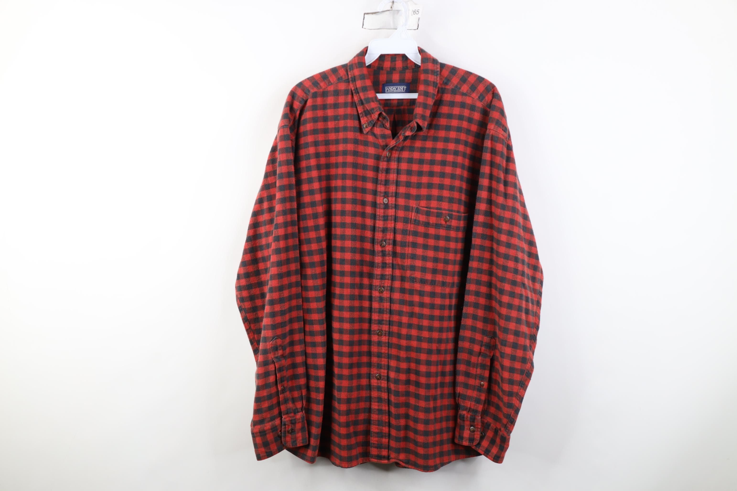 Lands' End Vintage 90s Lands End Collared Button Down Shirt Plaid Size US L / EU 52-54 / 3 - 1 Thumbnail
