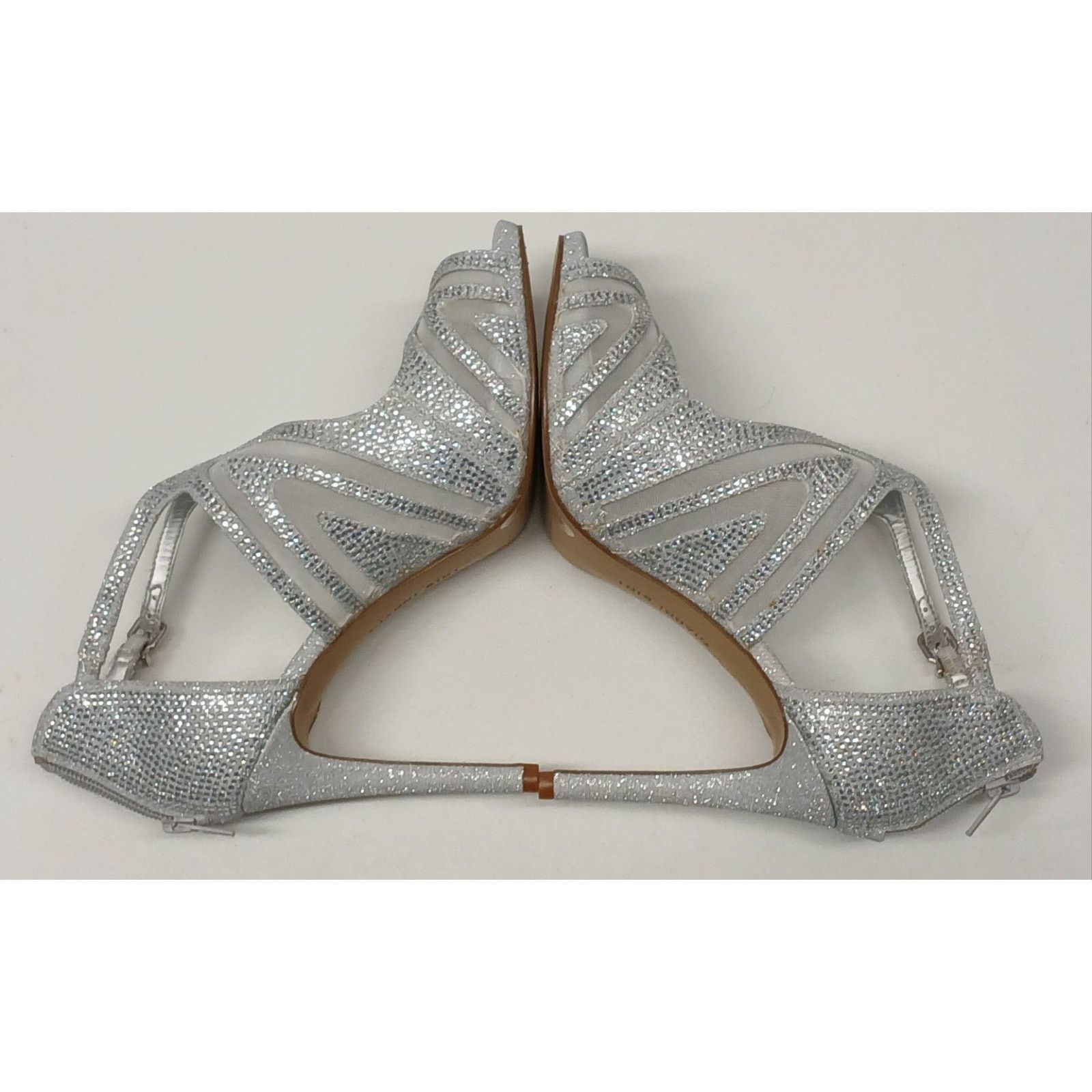 Other Gianni Bini (10M) Silver Rhinestone Stiletto High Heels Size US 10 / IT 40 - 3 Thumbnail