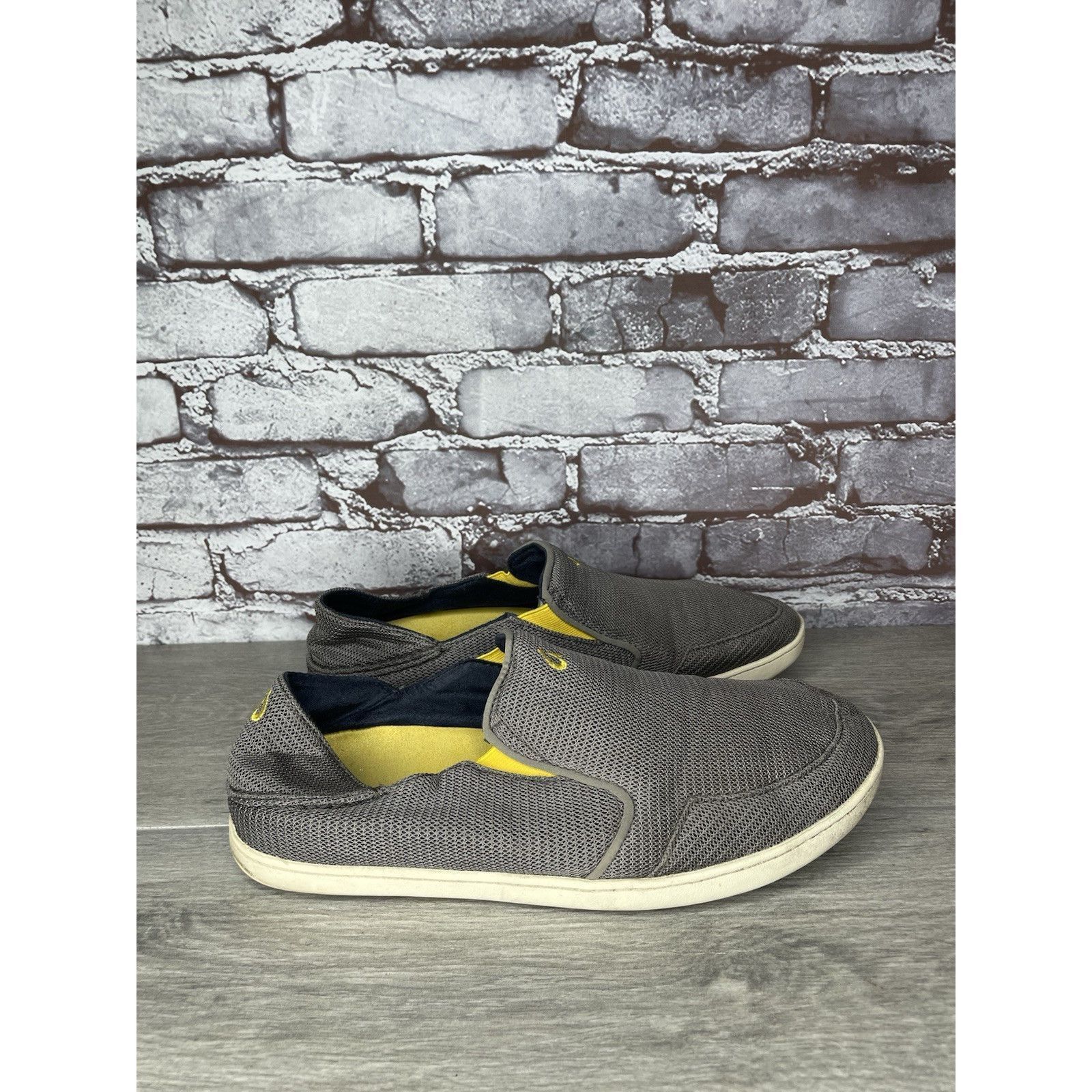 Olukai Olukai Nohea Mesh Comfort Gray Yellow Slip Casual On Shoes M Size US 10.5 / EU 43-44 - 12 Thumbnail