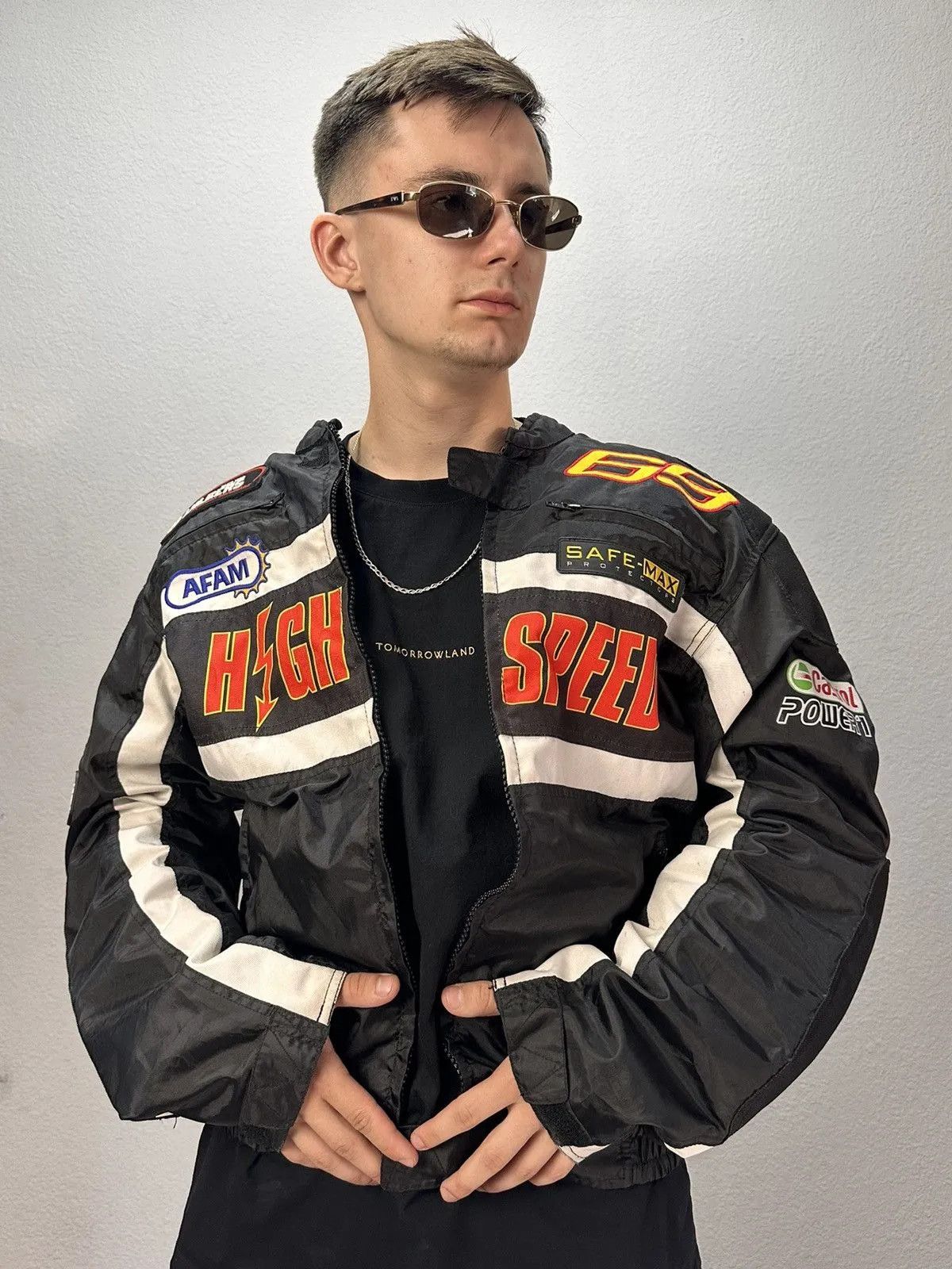 Japanese Brand × Vintage Vintage Leather jacket Hight Speed bomber nylon nascar Size US XL / EU 56 / 4 - 1 Thumbnail