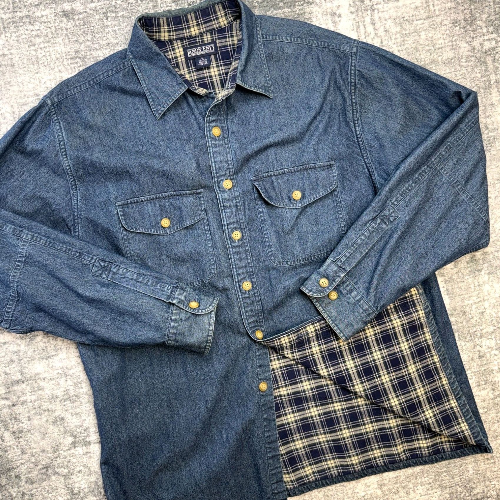Eddie Bauer VINTAGE Eddie Bauer Denim Shirt Mens Medium Flannel Lined Overshirt Chore Work Shirt Size US M / EU 48-50 / 2 - 2 Thumbnail
