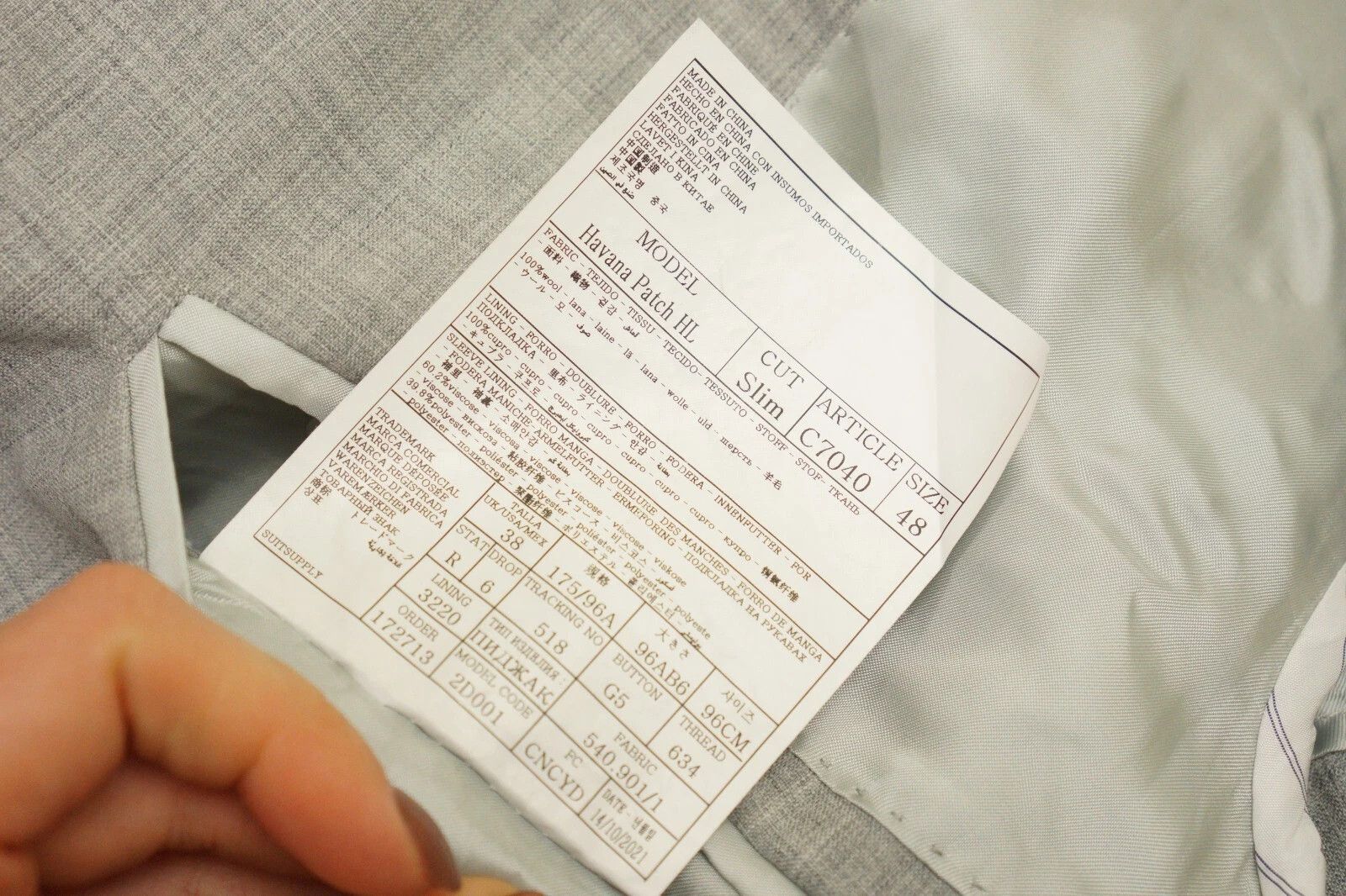 Suitsupply Men Suitsupply Suit Havana Patch HL Grey Pure Wool US38 Size 38R - 6 Thumbnail