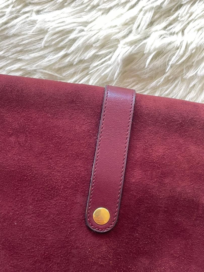 Christian Dior Monsieur Christian Dior Suede Leather Burgundy Shoulder Bag Size ONE SIZE - 13 Thumbnail