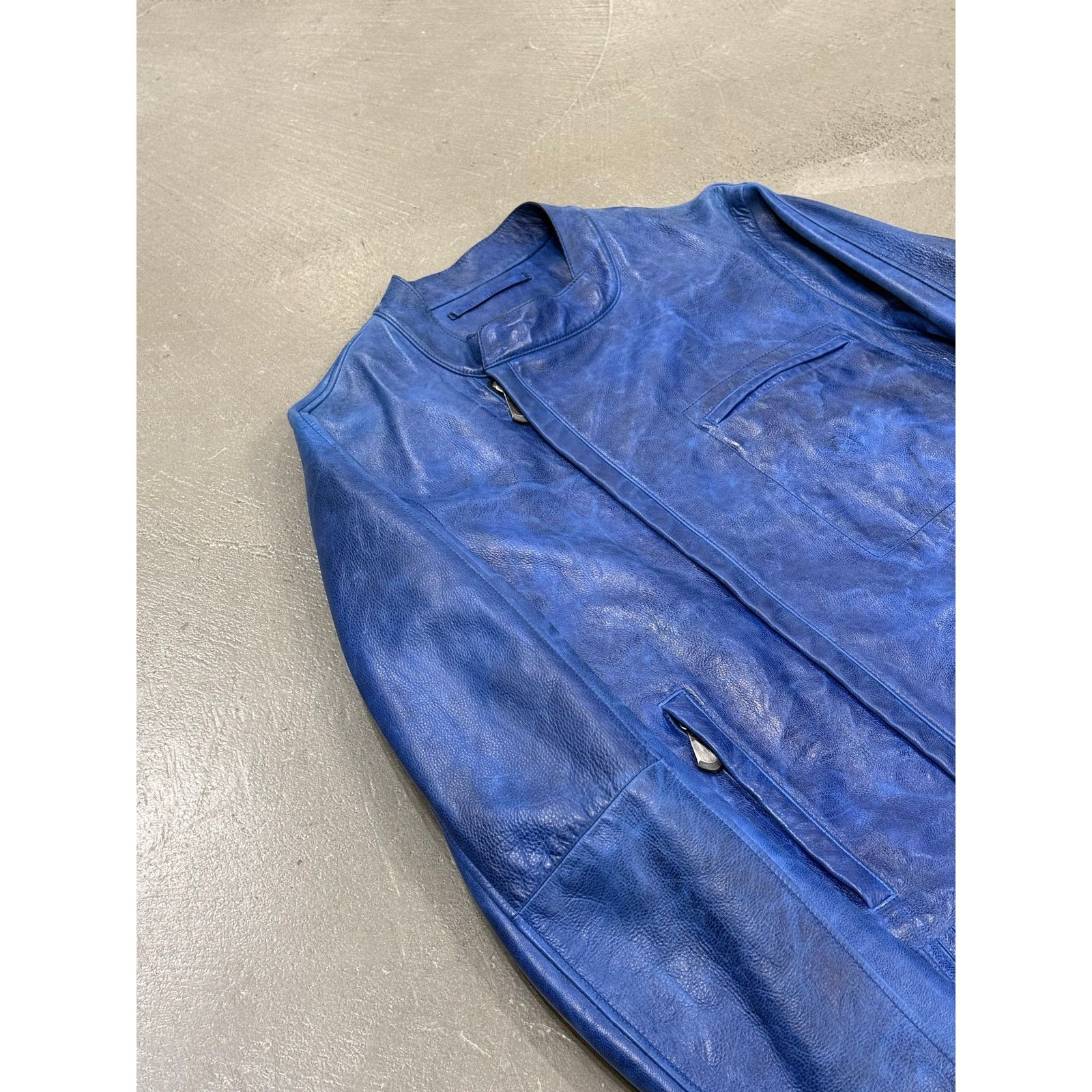 Berluti 2010s Berluti distressed blue biker nabuck leather jacket Size US M / EU 48-50 / 2 - 5 Thumbnail