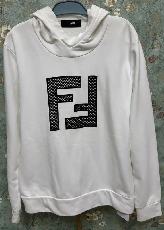 Fendi Women's White Cotton Hoodie Sweatshirt 0089