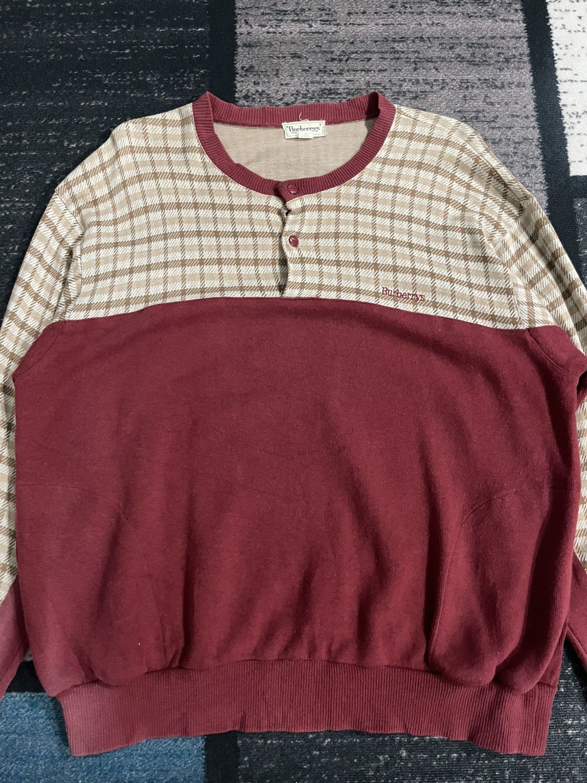 Burberry × Vintage Vintage burberrys Half button Sweatshirt Size US L / EU 52-54 / 3 - 5 Thumbnail