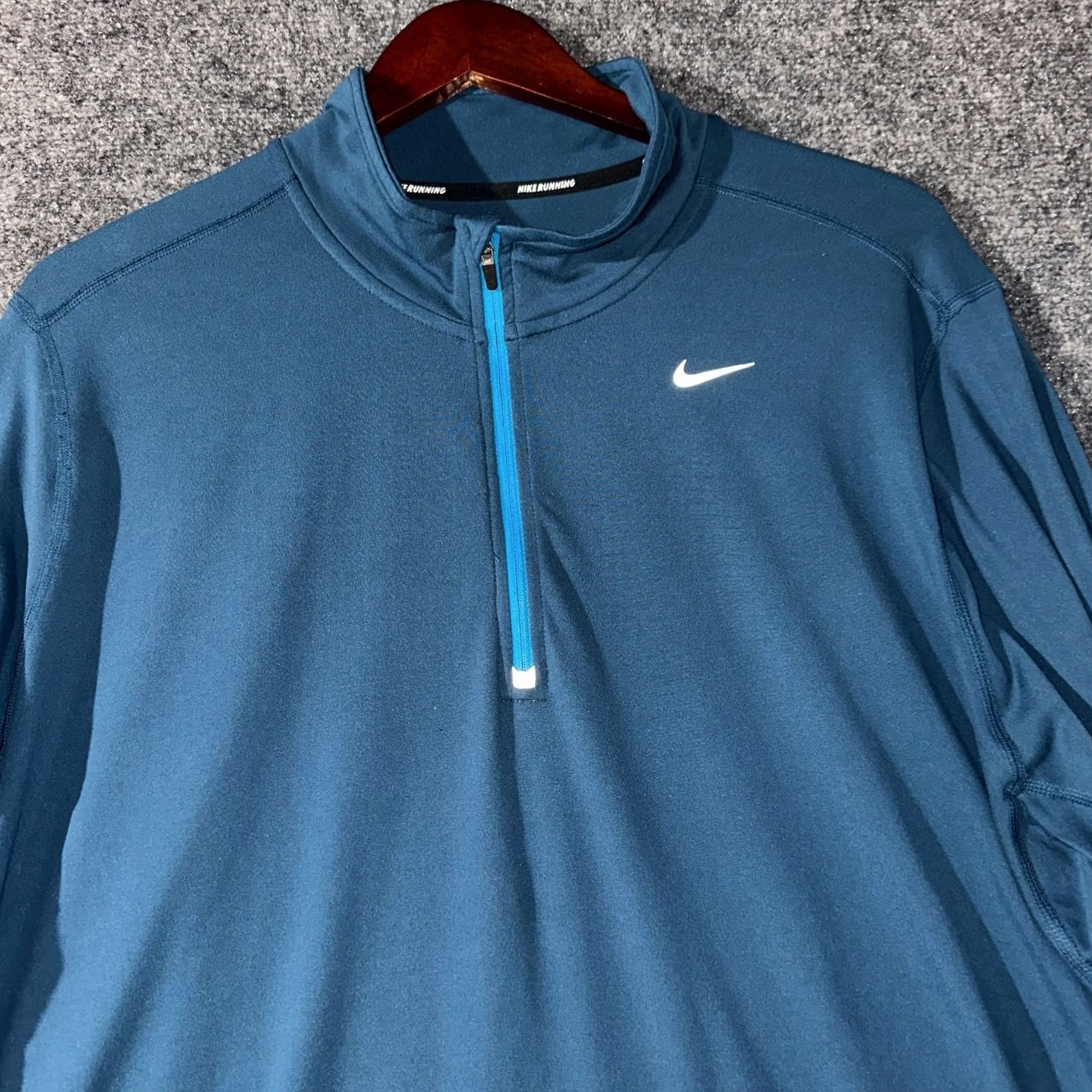 Nike Nike Running Pullover XL 1/4 Zip Blue Long Sleeve Sports Top Mens Regular Size Large Size US XL / EU 56 / 4 - 5 Thumbnail