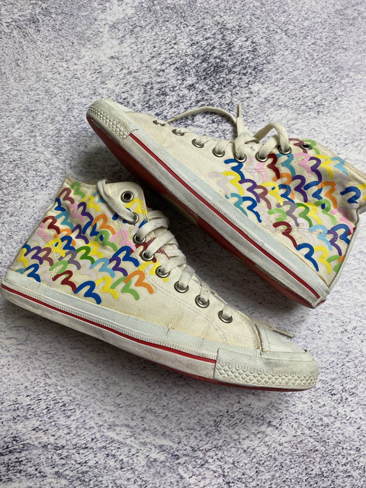 Evisu × Vintage Vintage Evisu Rainbow Repeat Logo Shoes High Top Sneakers Size US 9 / EU 42 - 5 Thumbnail