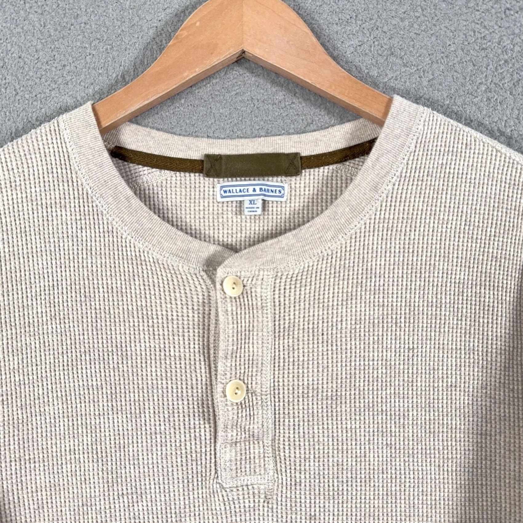 Wallace & Barnes Wallace & Barnes Shirt Mens XL Beige Thermal Henley Long Sleeve Cotton Size US XL / EU 56 / 4 - 5 Thumbnail