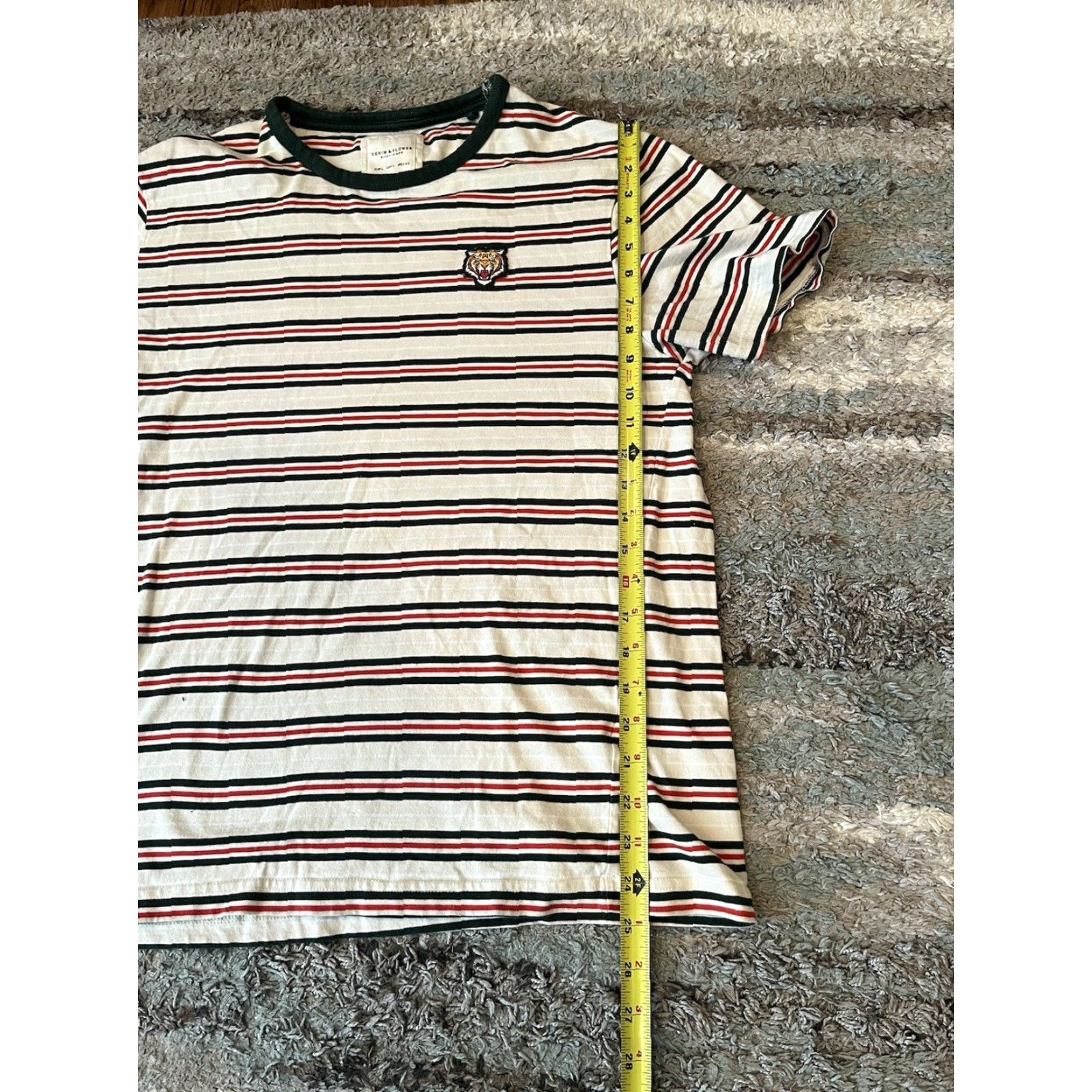 Denime DENIM & FLOWER Ricky Singh Striped Tiger T Shirt | Men's Large L Multicolor Flower Pattern Size US L / EU 52-54 / 3 - 6 Thumbnail