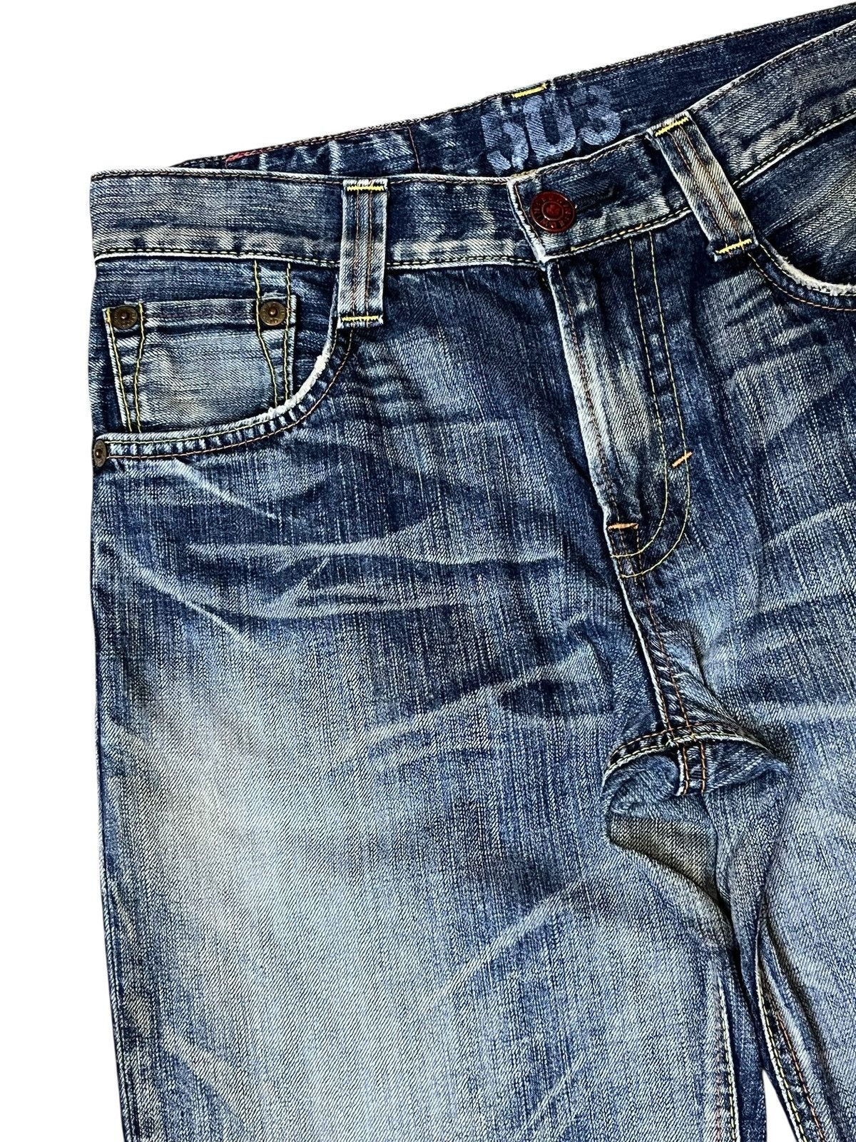 Edwin Vintage y2k EDWIN 503 BLUE TRIP straight cut whiskers jeans Size US 31 - 6 Thumbnail