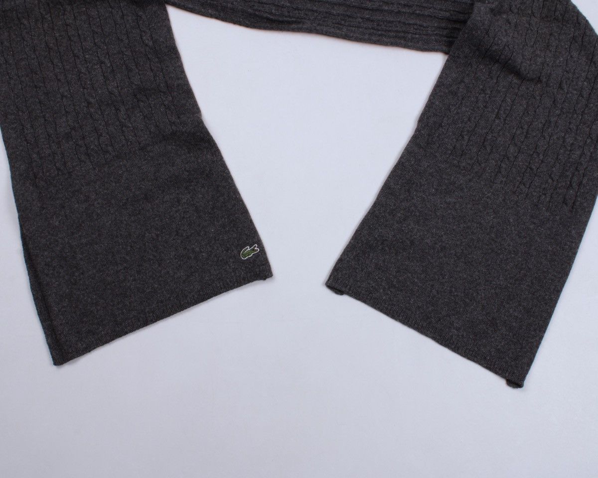 Lacoste × Vintage LACOSTE Gray Cable Knit Wool Scarf Size ONE SIZE - 8 Thumbnail