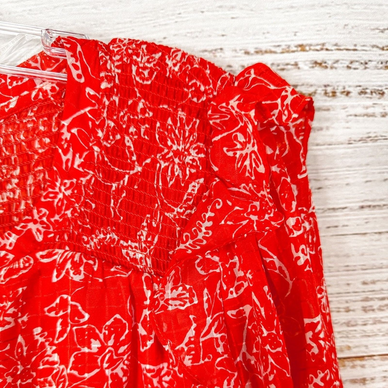 Parker Parker Ruffle Shoulder Top Red Aurora, EUC, Medium MSRP $318 Size M / US 6-8 / IT 42-44 - 8 Thumbnail