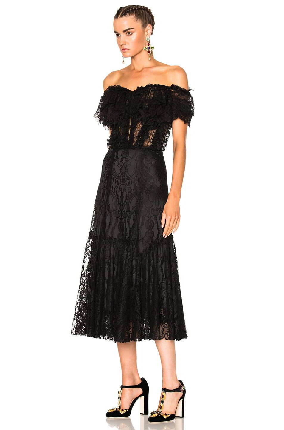 Dolce & Gabbana o1y0825 Midi Dress in Black Size L / US 10 / IT 46 - 2 Thumbnail