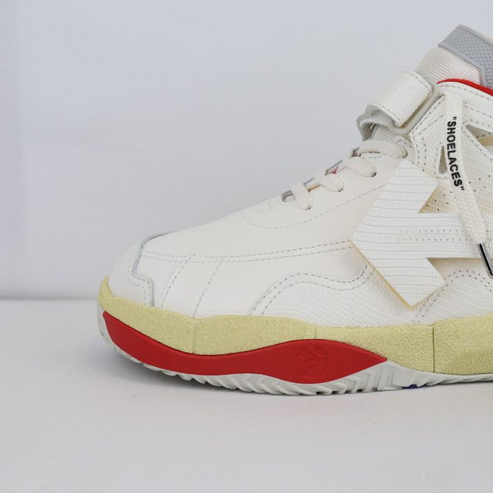 o1rshd1 Low Top Puzzle Couture Sneakers in White/Red